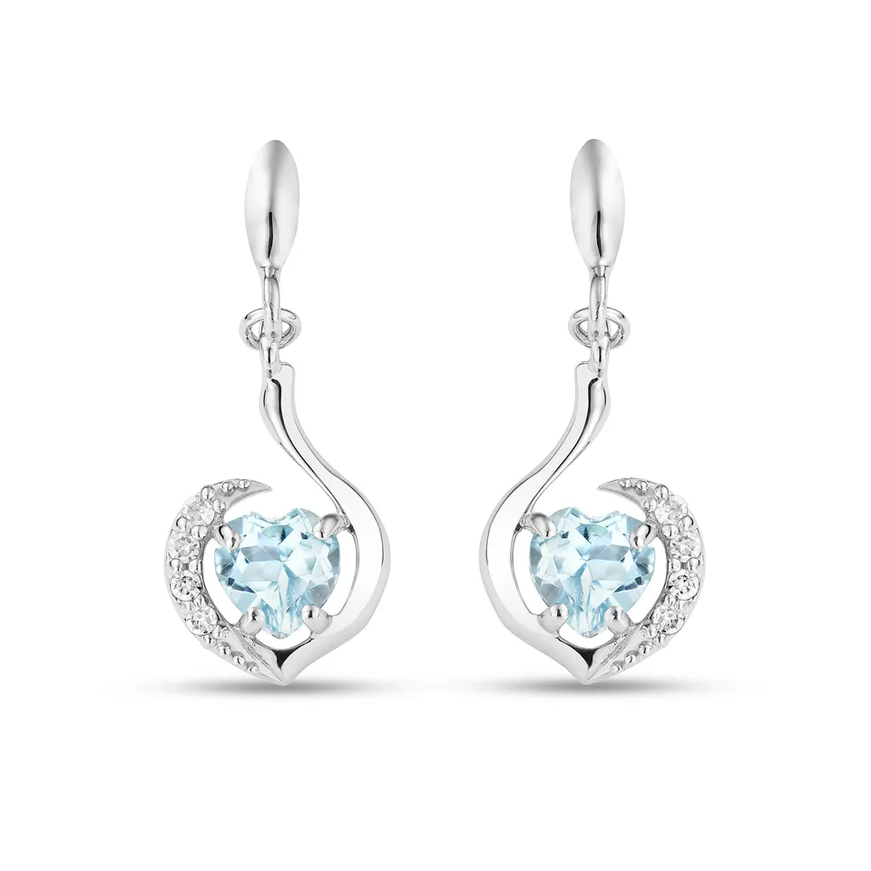 Miore Orecchini Oro Bianco 9Kt Topazio Blu