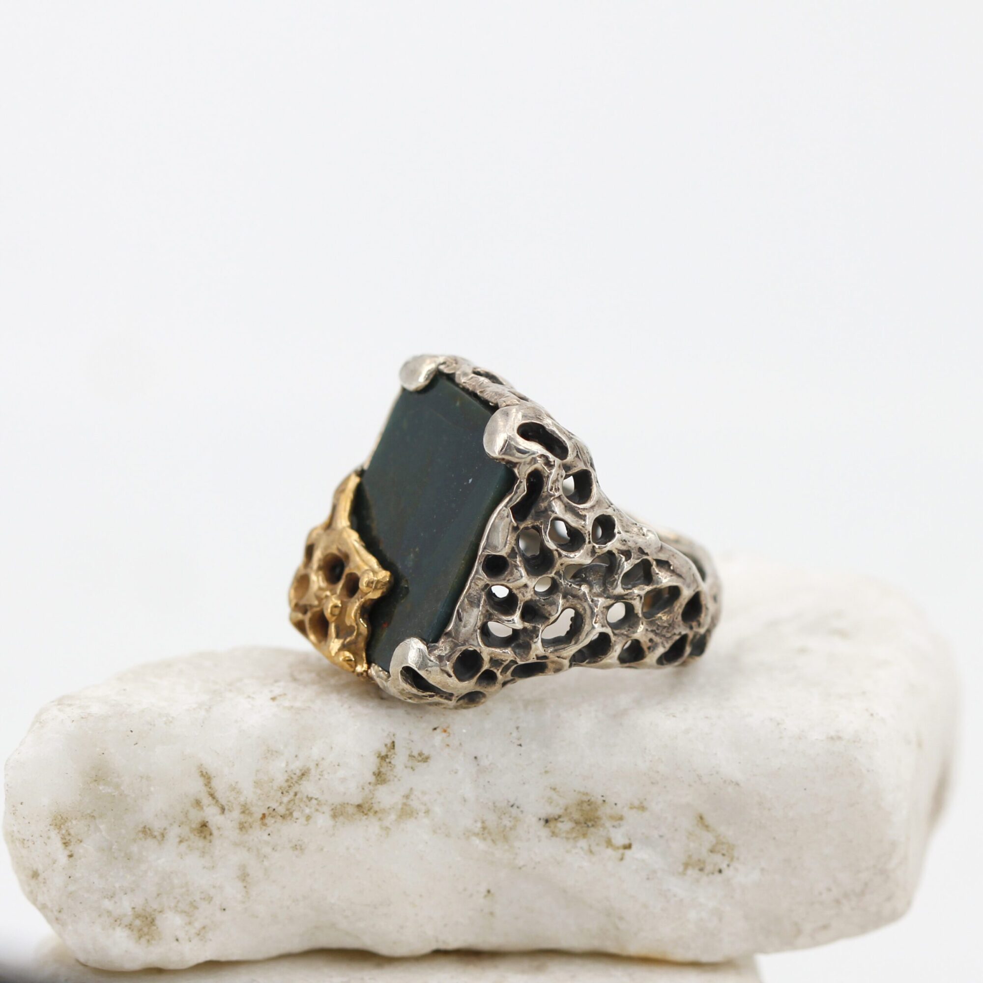 Anna Gioielli Marte anello argento diaspro verde 15x20 mm