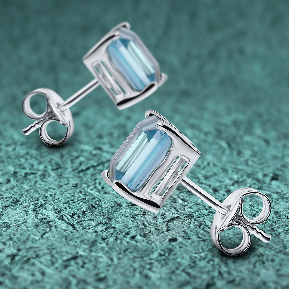 Miore Orecchini Oro Bianco 9Kt Topazio Blu