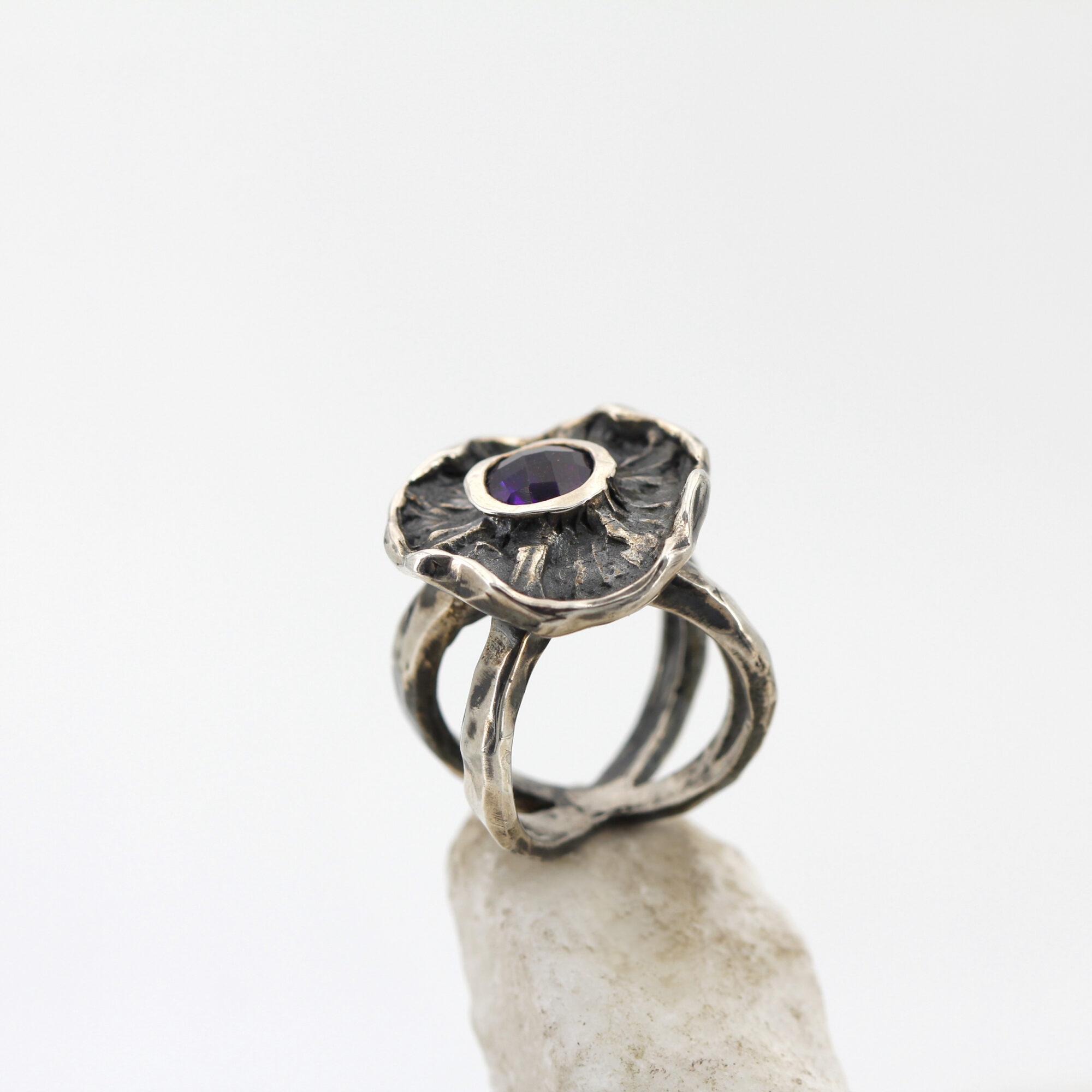 Anna Gioielli Winter Flower anello argento ametista 21 mm