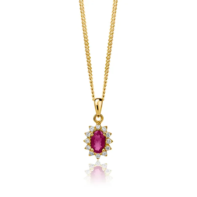 Miore Collana Oro Giallo 9 Kt Rubino Naturale