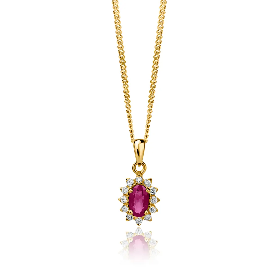 Miore Collana Oro Giallo 9 Kt Rubino Naturale