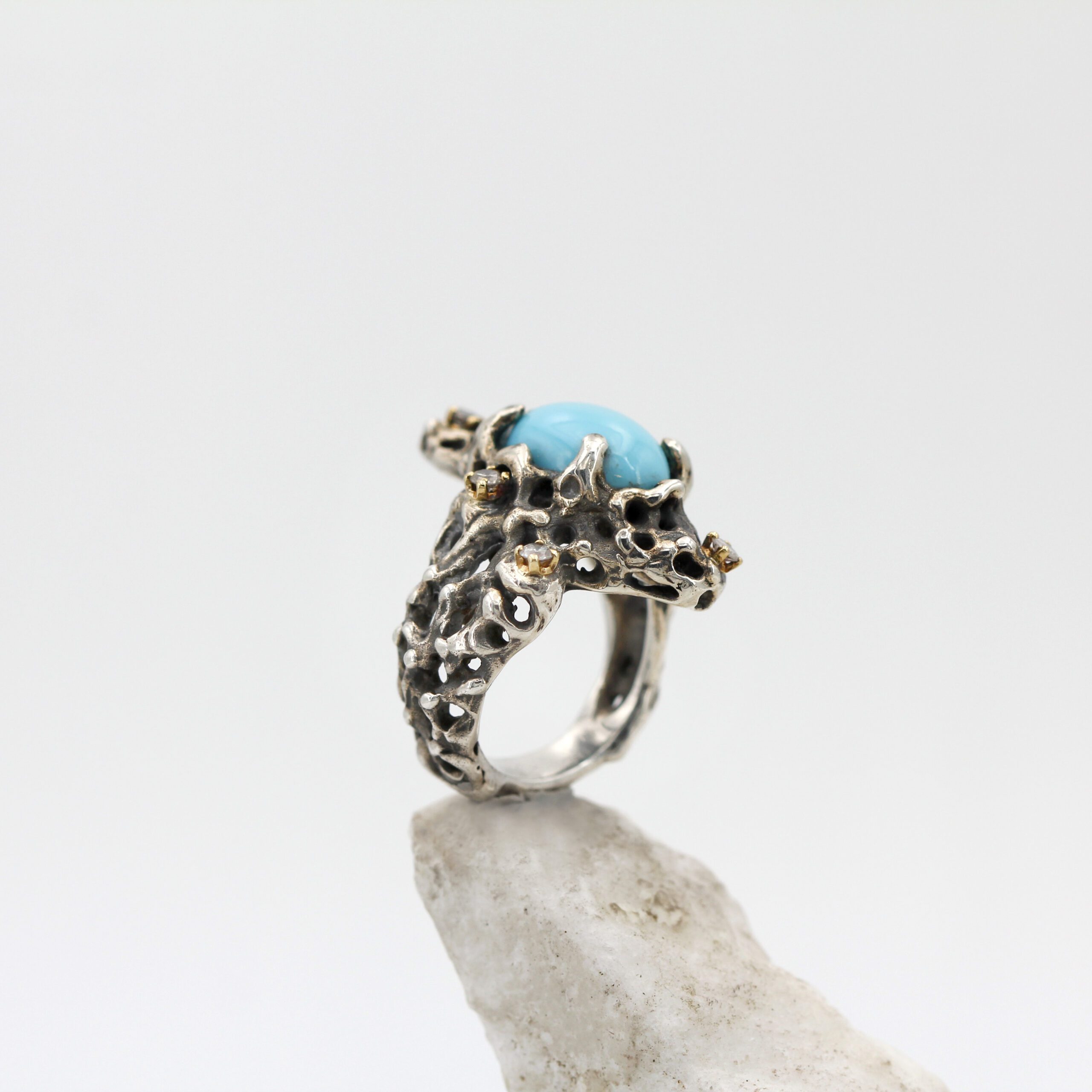 Anna Gioielli Jolly Jewels anello turchese diamanti grey oro