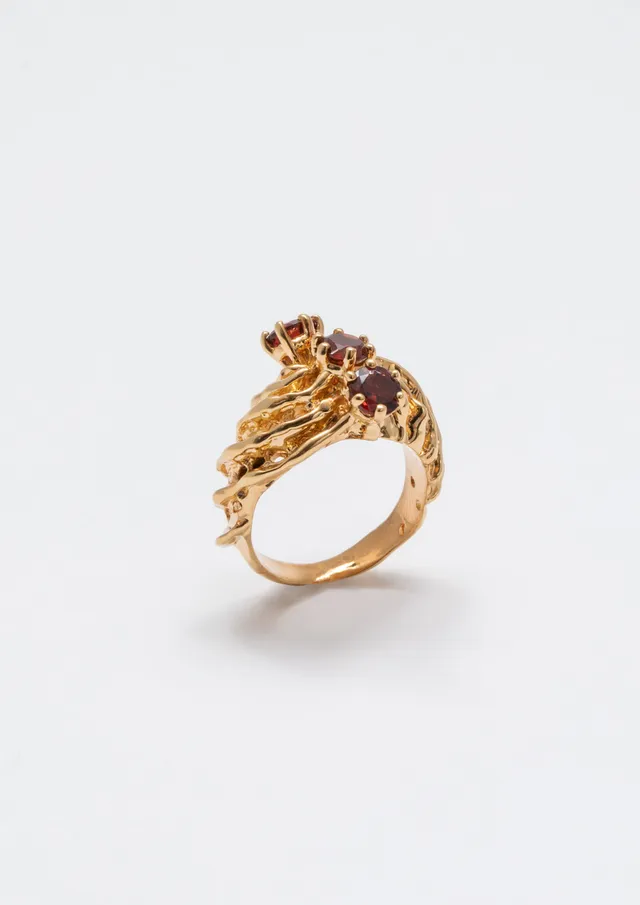 Voodoo Jewels Girl Ocean anello granati argento dorato