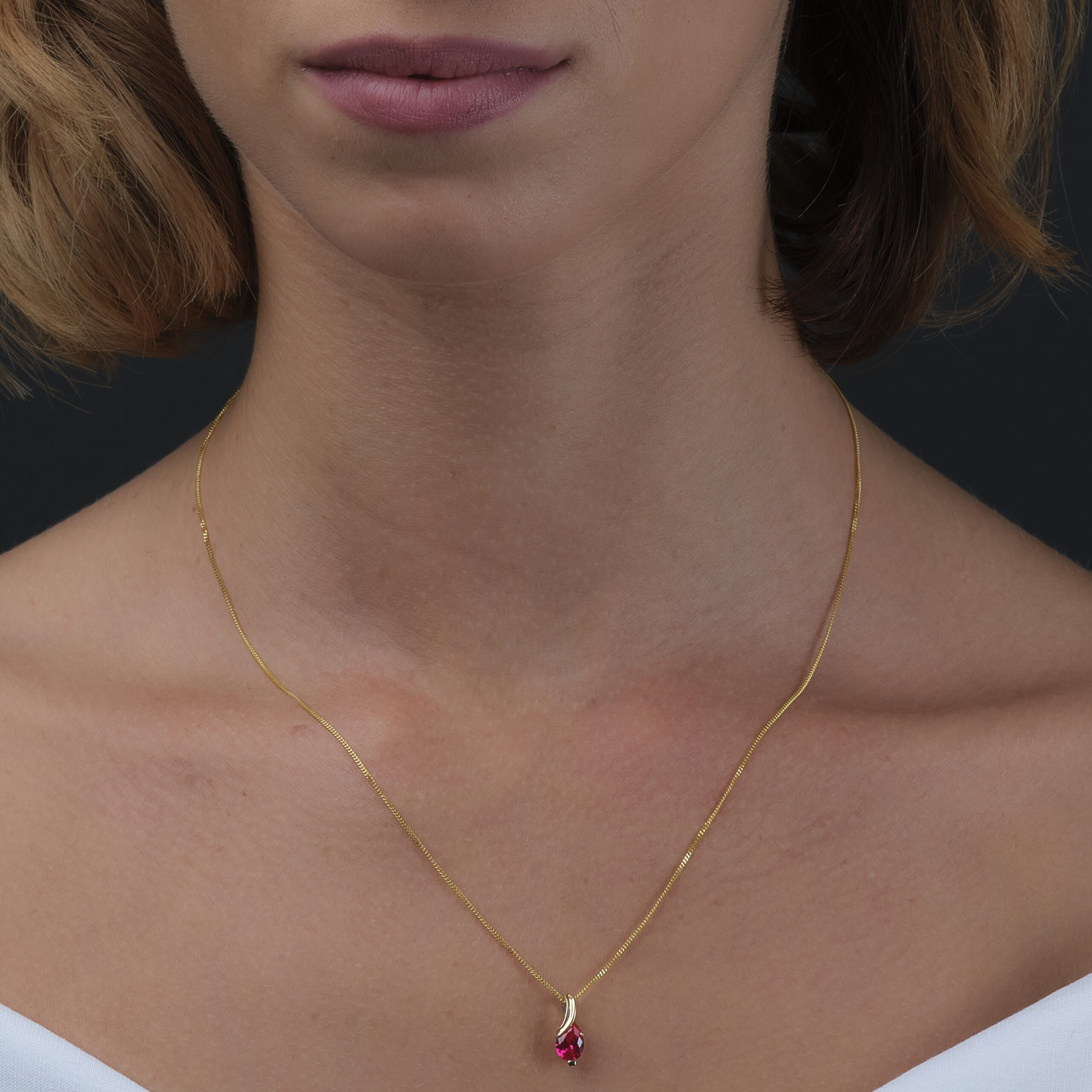 Miore Collana Oro Giallo 9Kt Rubino Creato