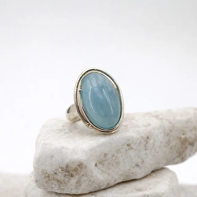 Anna Gioielli Anelli anello argento acquamarina latte cabochon