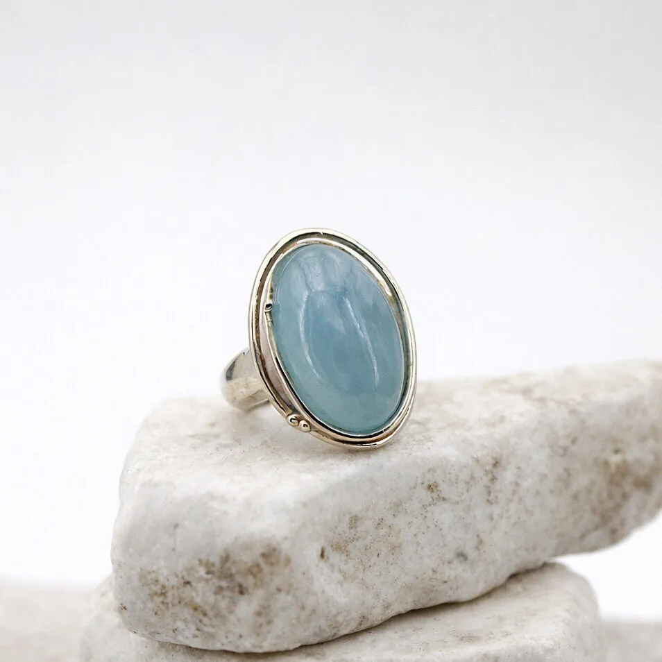 Anna Gioielli Anelli anello argento acquamarina latte cabochon