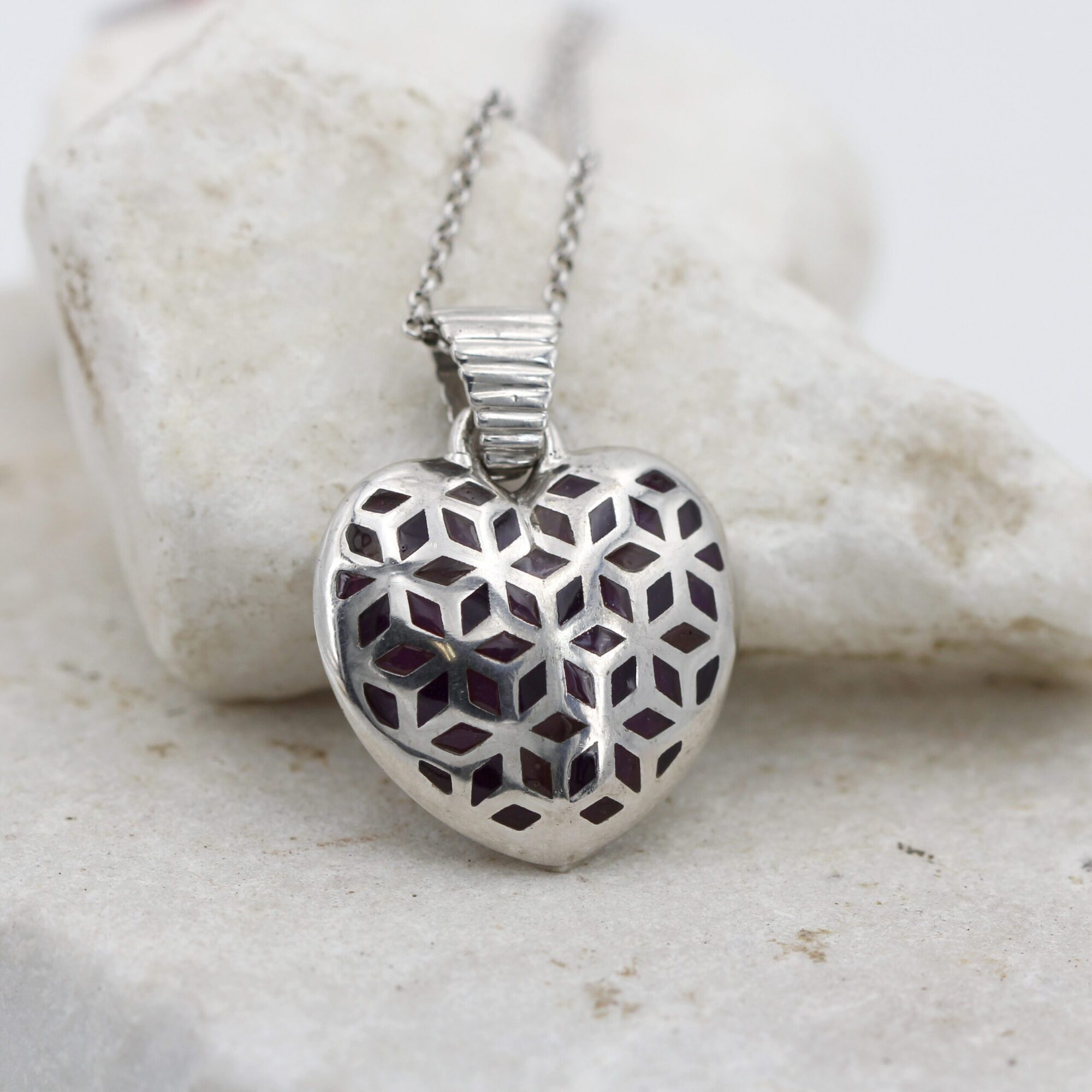 Anna Gioielli Pendenti Ciondolo Cuore Argento Smalto Bordeaux