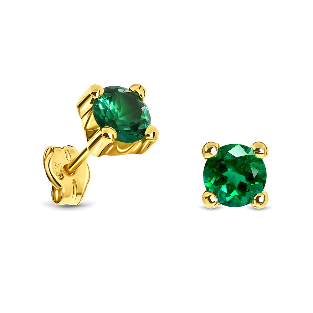 Miore Orecchini Oro Giallo 9Kt Smeraldo Creato