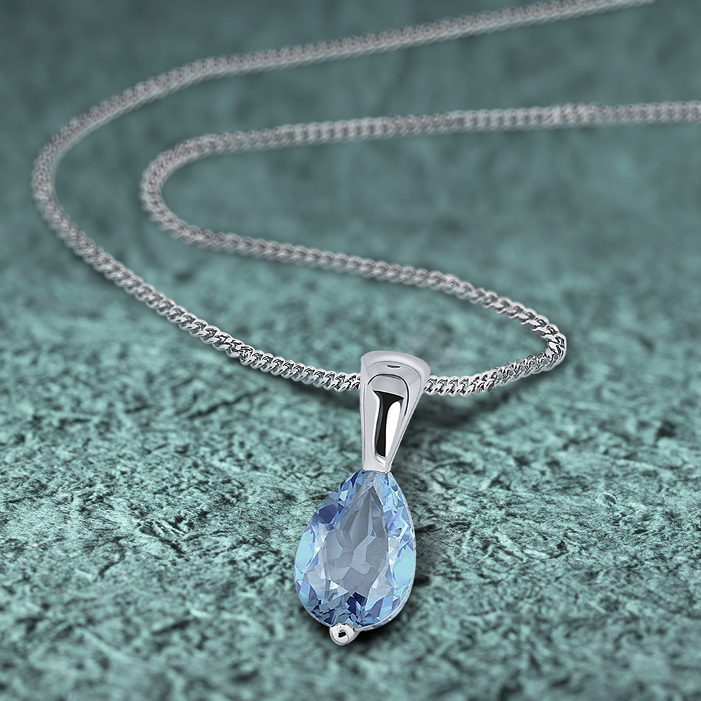 Miore Necklace Collana Oro Bianco 9KT Acquamarina