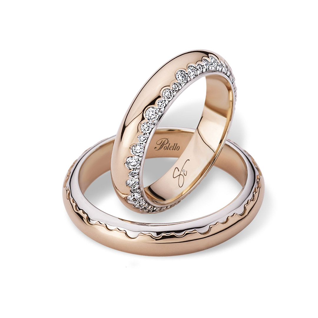Polello Sì Lo Voglio fedi oro rosa e bianco 18kt
