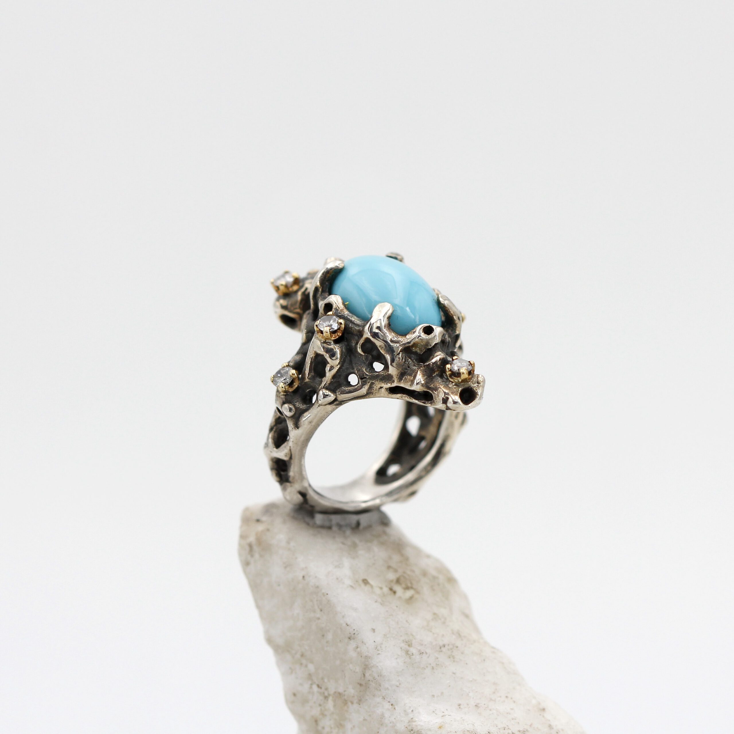 Anna Gioielli Jolly Jewels anello turchese diamanti grey oro