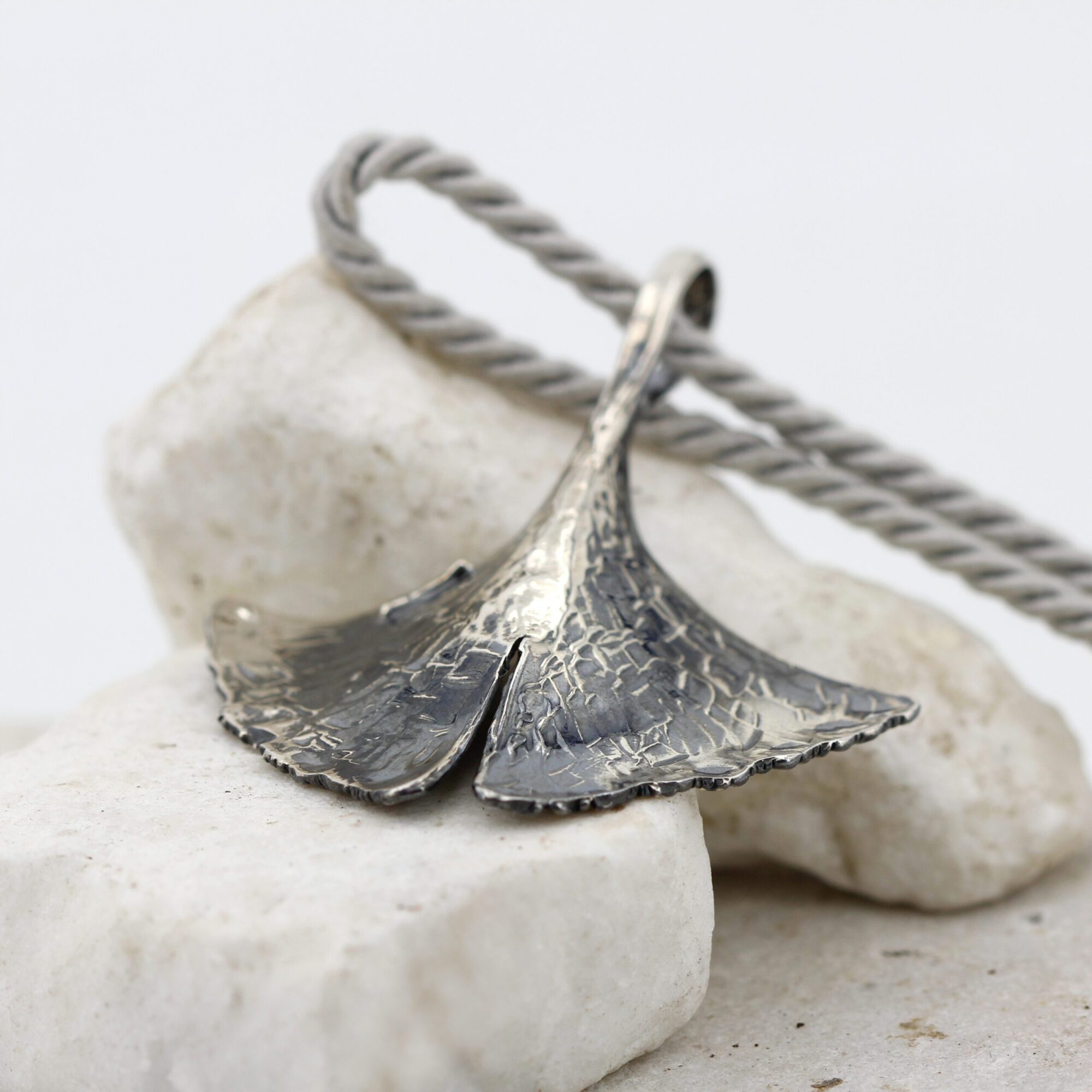 Anna Gioielli Pendenti ciondolo argento foglia Ginkgo 66mm