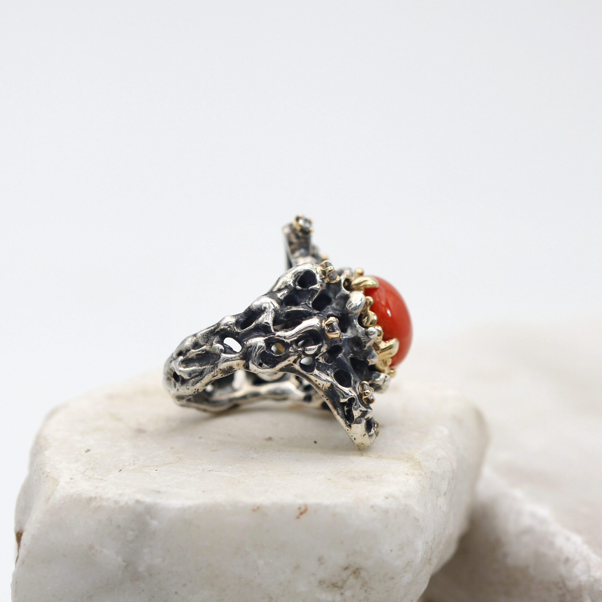 Anna Gioielli Jolly Jewels anello argento oro corallo diamanti