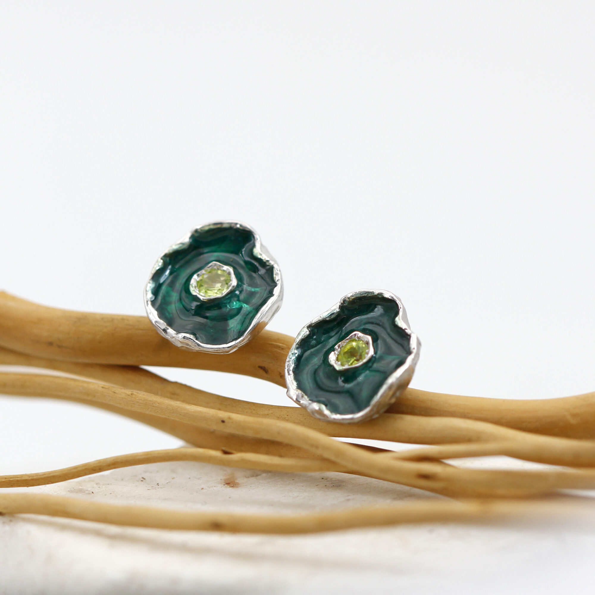 Anna Gioielli Winter Flower orecchini argento peridoto verde