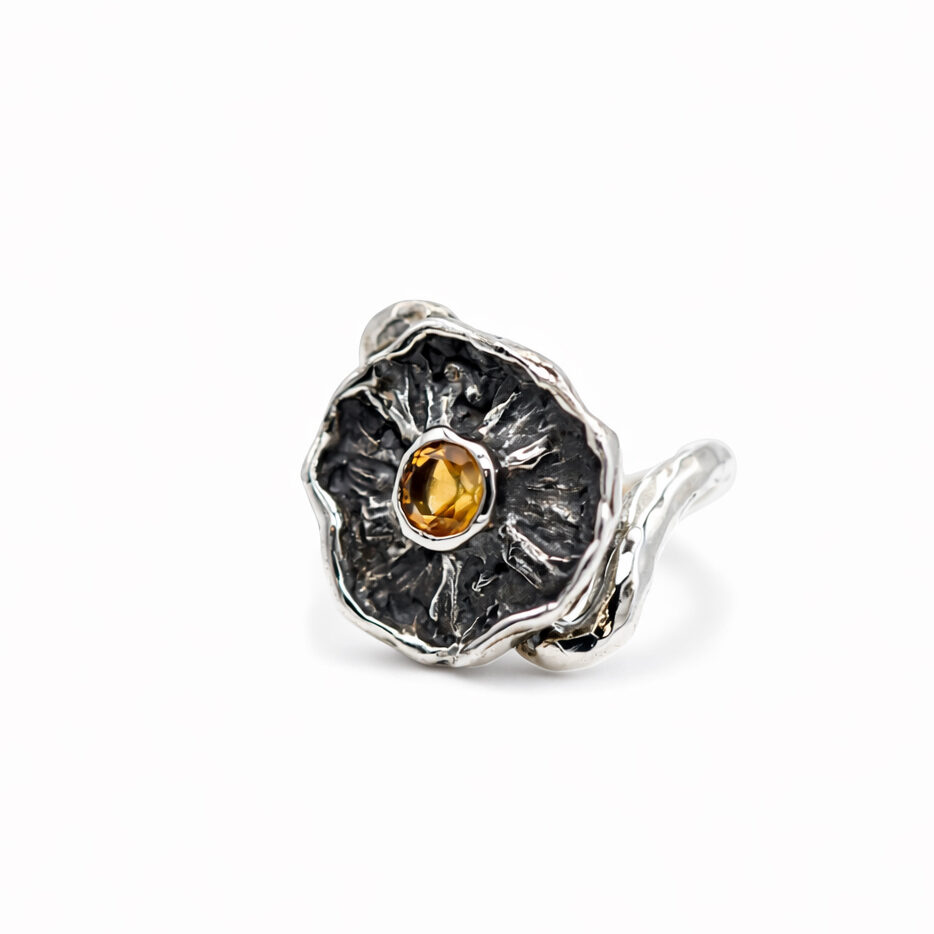 Anna Gioielli Winter Flower Anello Argento Quarzo Citrino
