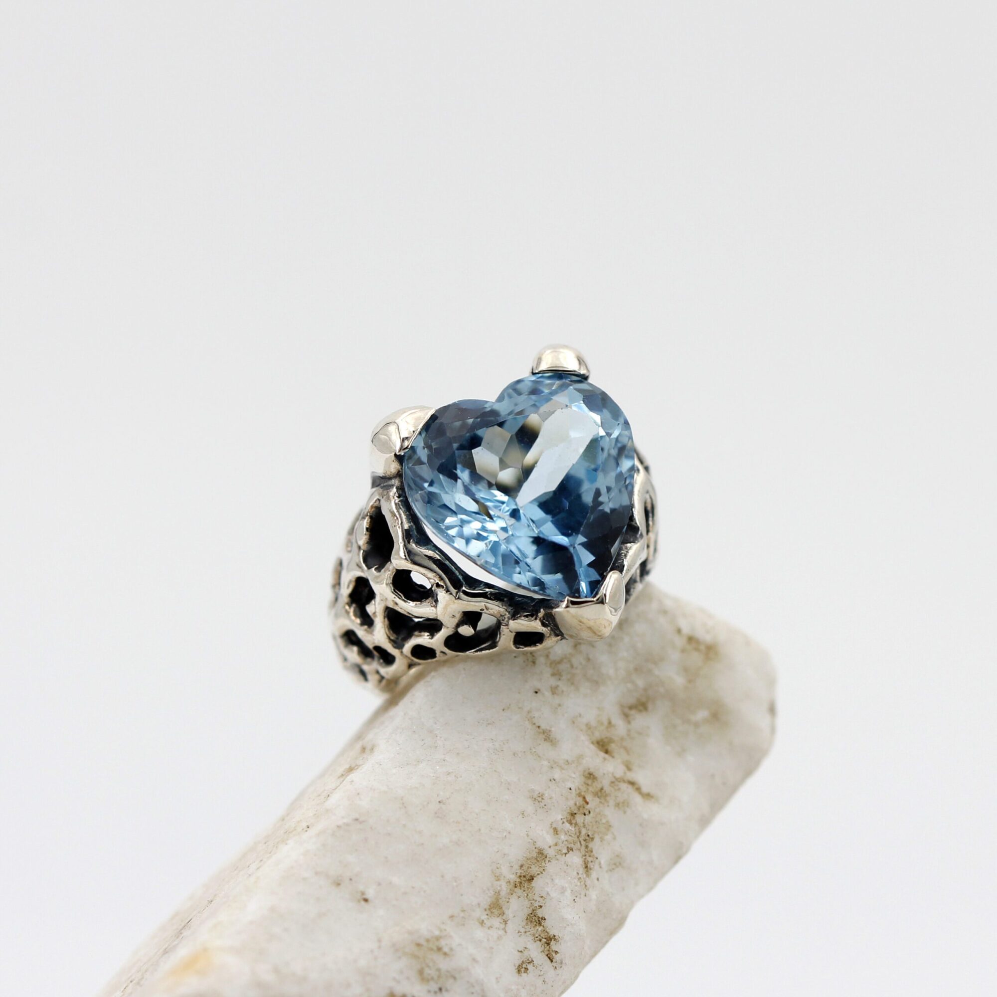 Anna Gioielli Marte anello argento topazio blu cuore