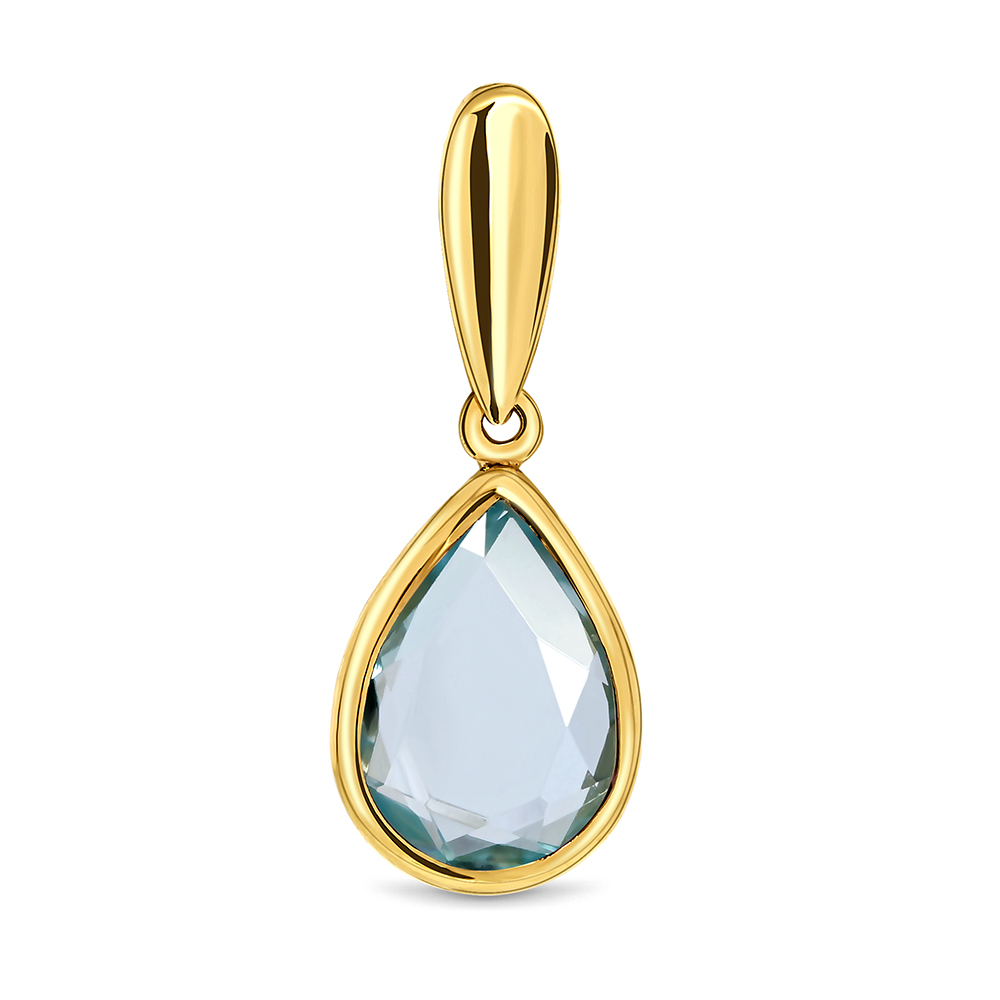 Miore Ciondolo Oro Giallo 14Kt Topazio Blu