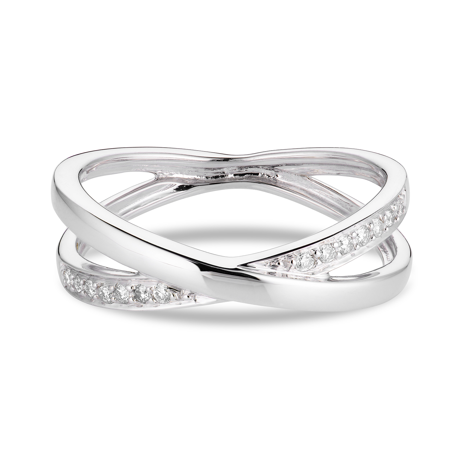 Miore Ring Anello Oro Bianco 9KT Semplice