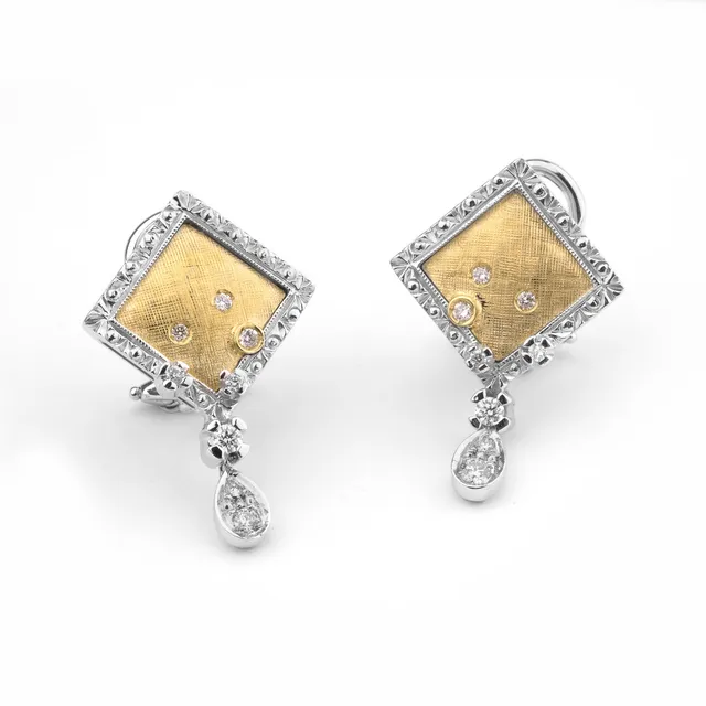 Noi Gioielli Firenze 1873 Ornato orecchini oro bicolore diamanti