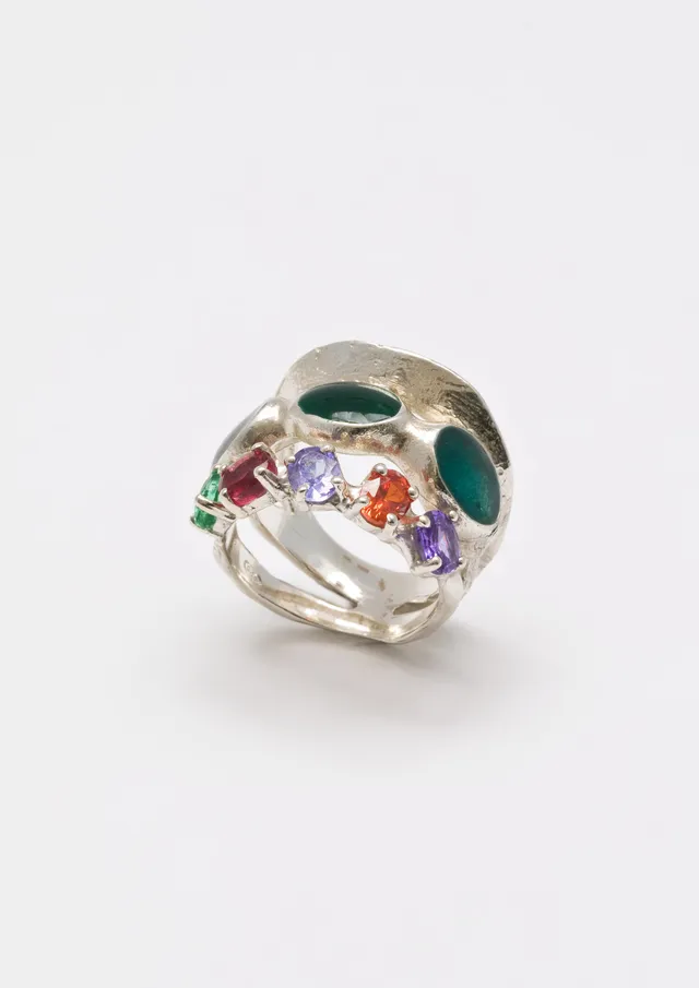 Voodoo Jewels Bold Shapes Sana anello argento pietre glitter