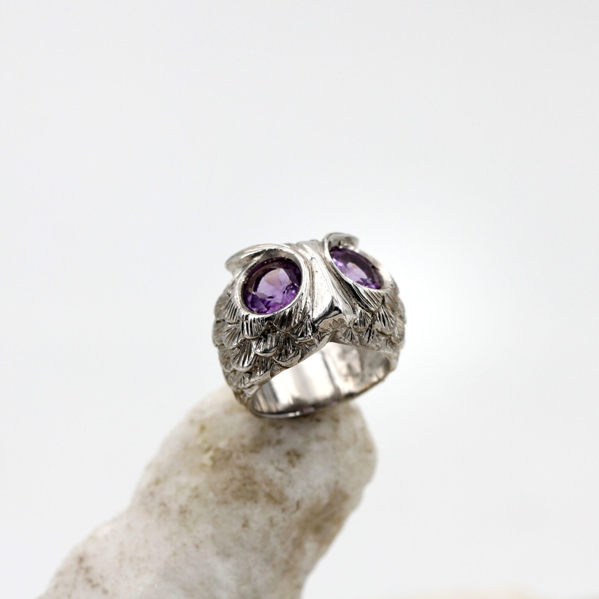 Anna Gioielli Anelli Owl Ring Argento Gufo Ametista