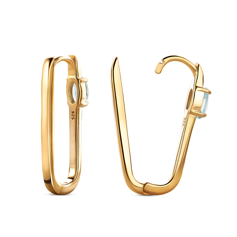 Miore Earrings Orecchini Argento Oro Topazio Blu Svizzero