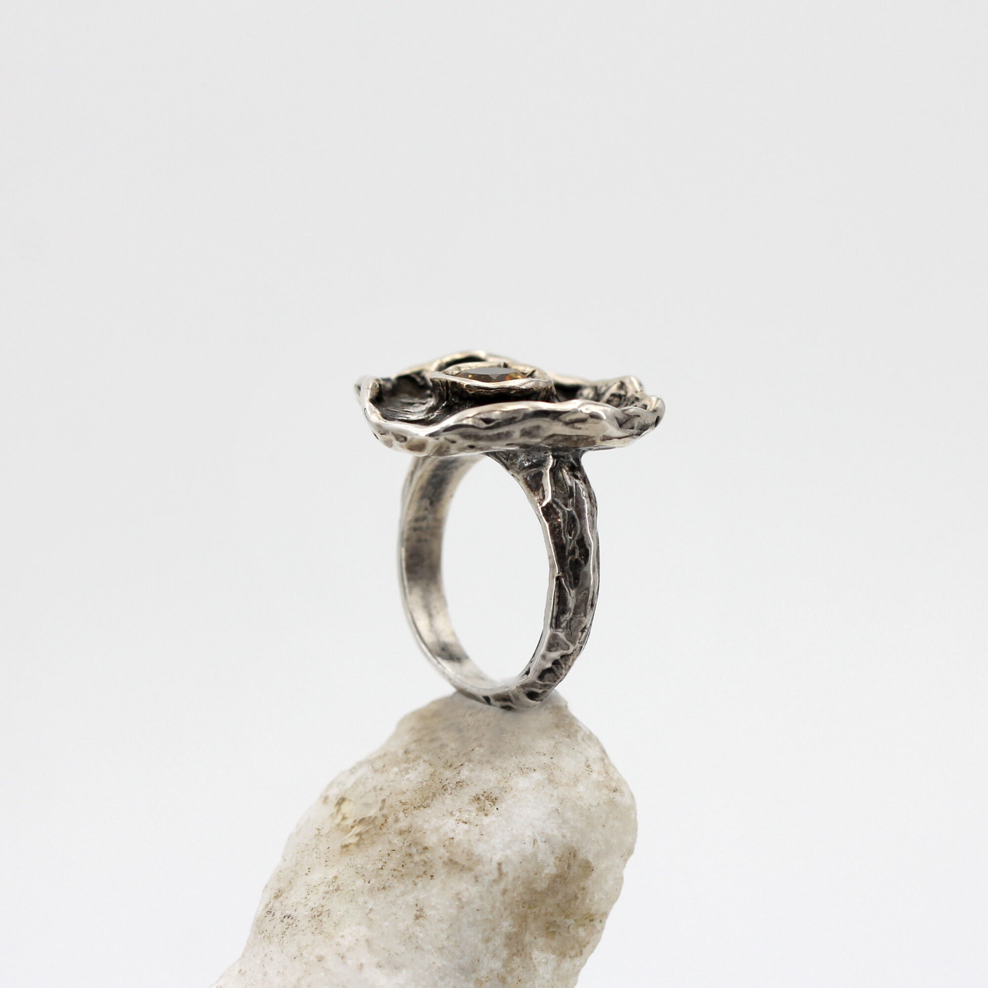 Anna Gioielli Winter Flower Anello Argento 925 Quarzo Citrino