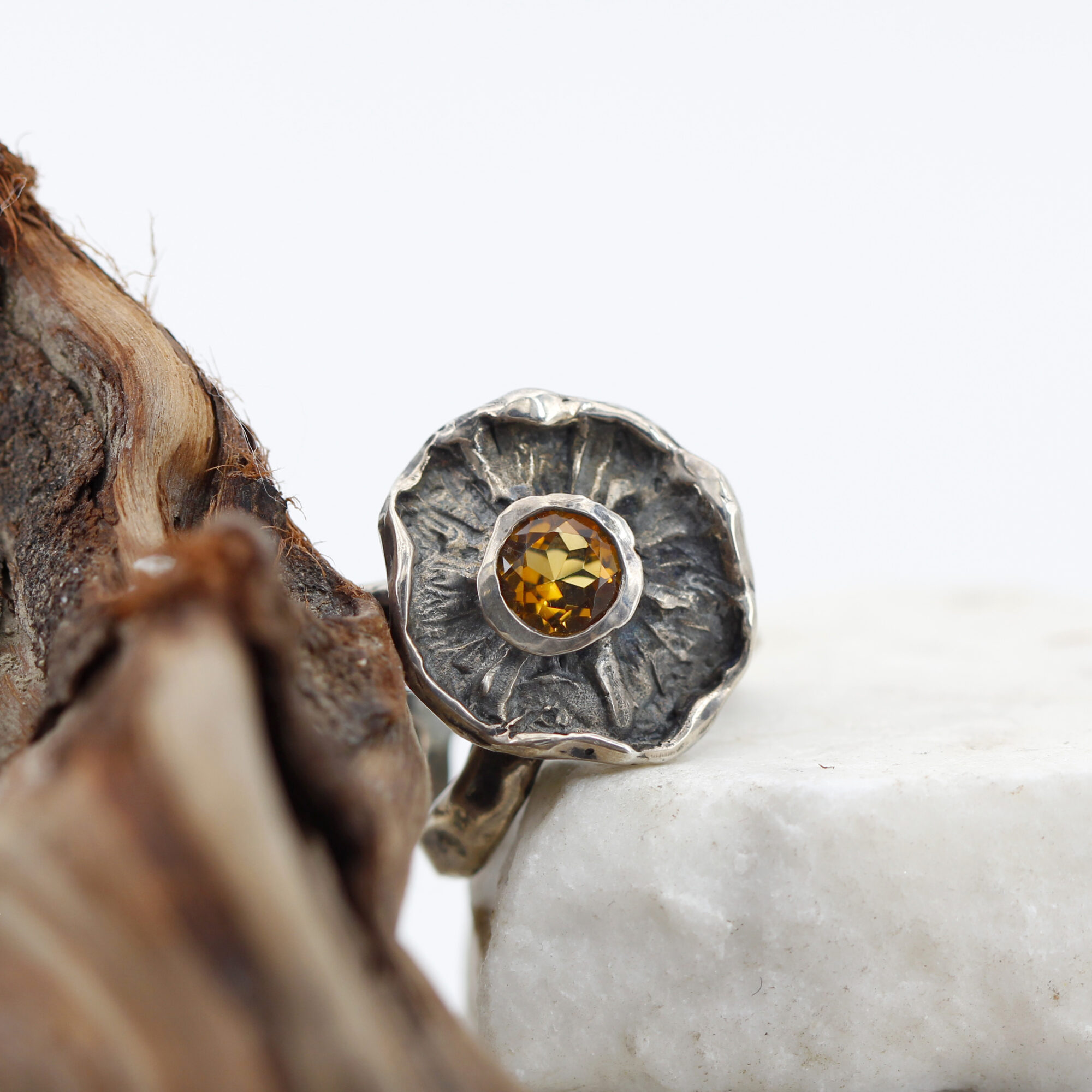 Anna Gioielli Winter Flower Anello Argento Quarzo Citrino