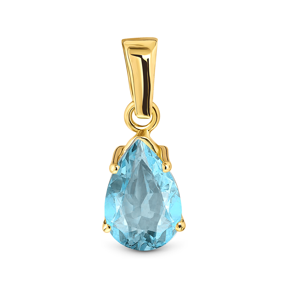 Miore Ciondolo oro giallo 14kt topazio blu
