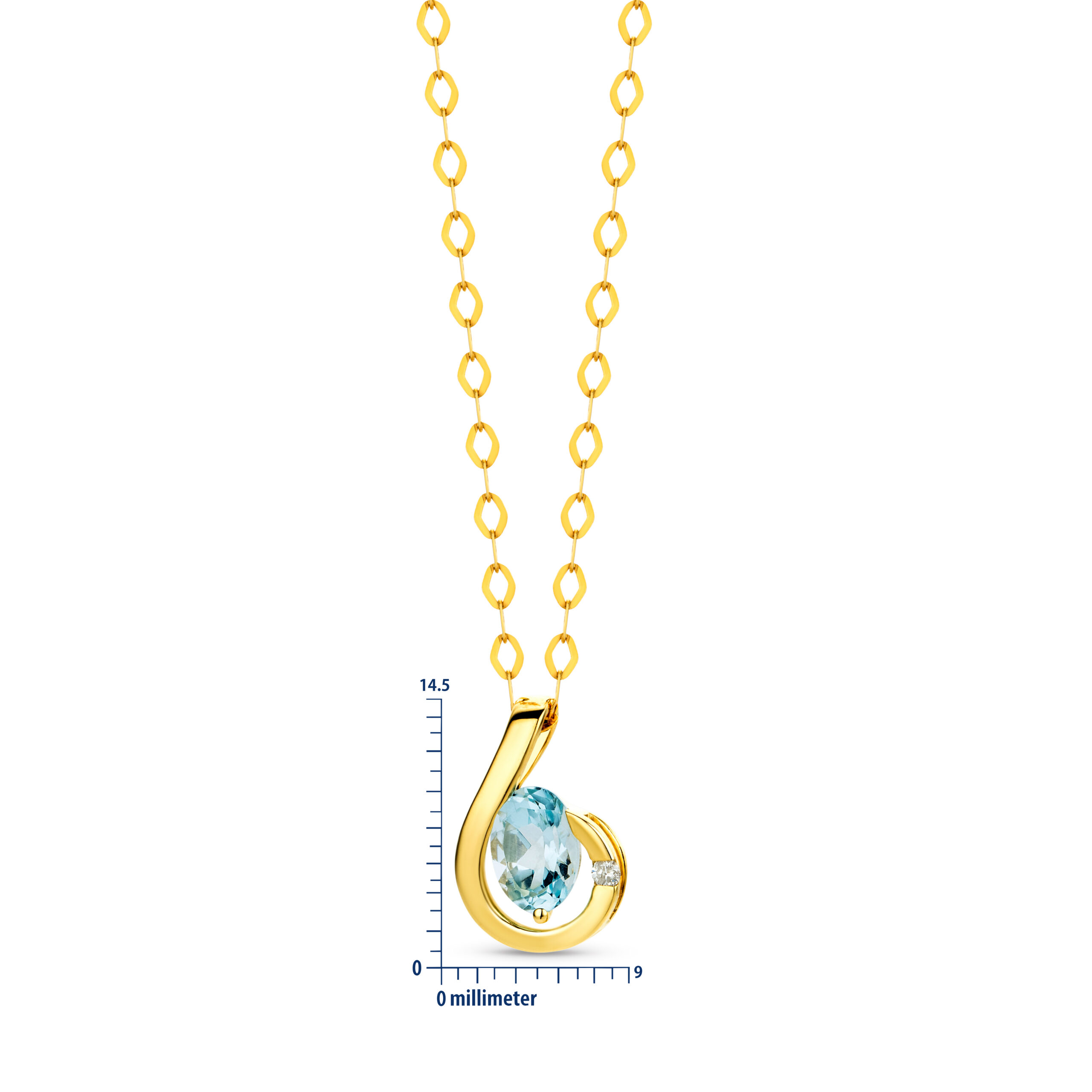Miore Necklace Collana Oro Giallo 9Kt Topazio Blu