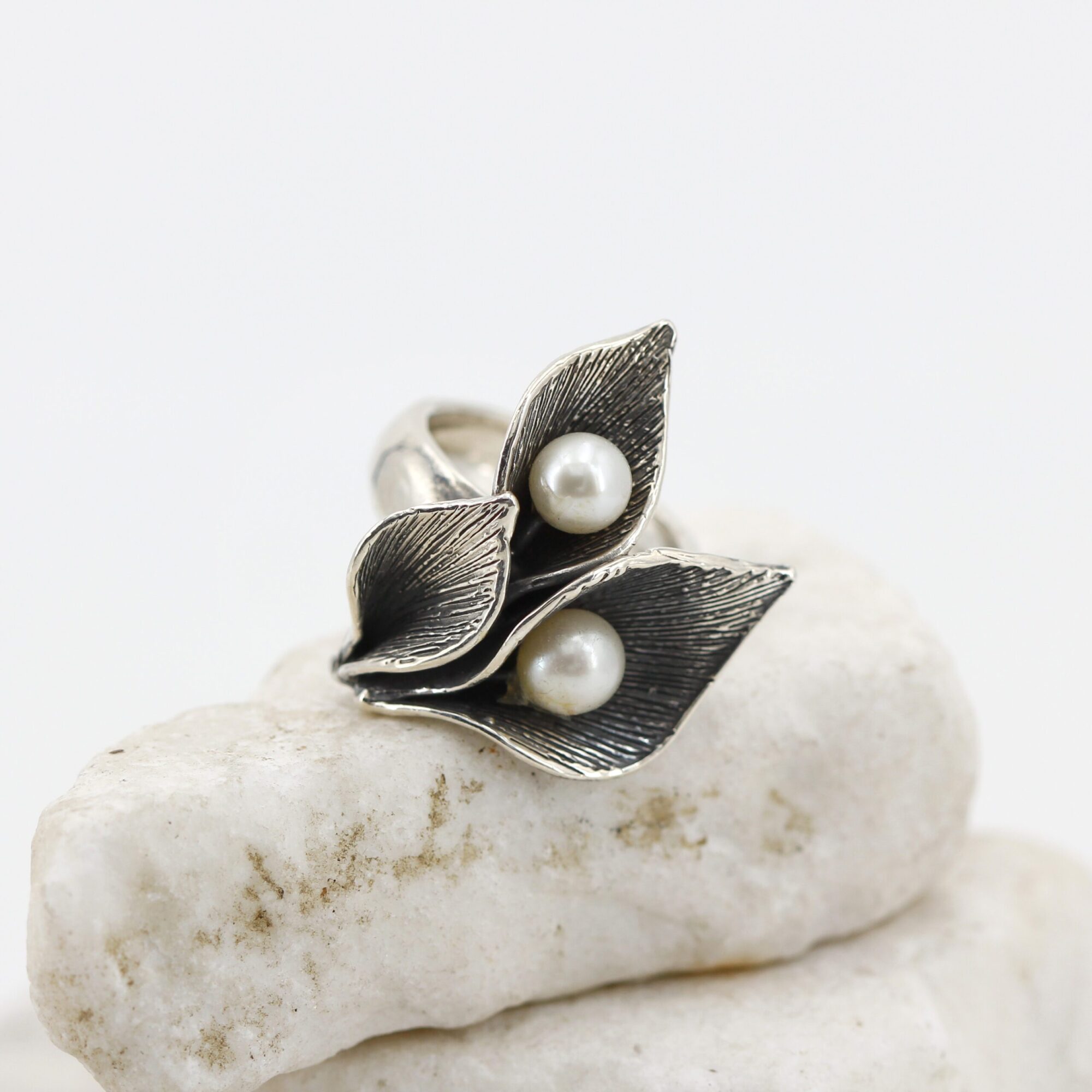 Anna Gioielli Anelli Anello Tre Calle Argento Perle Acqua Dolce