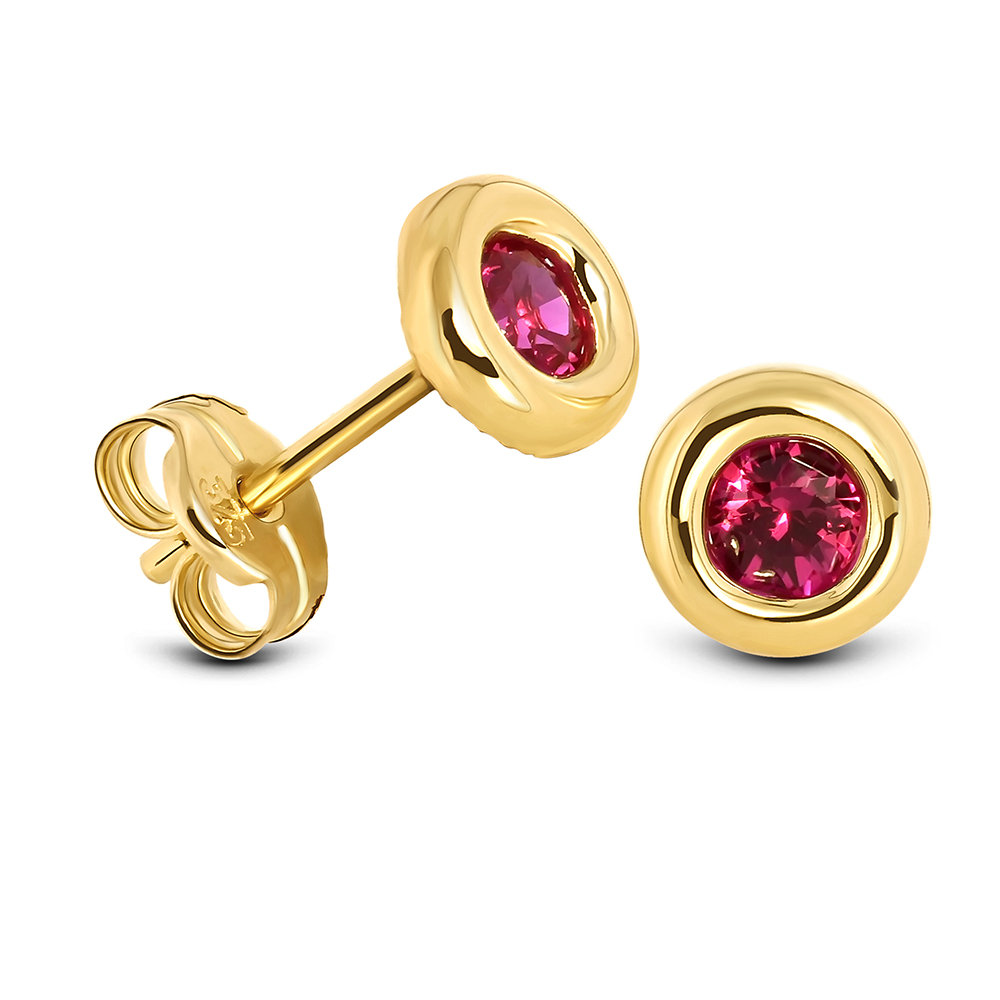 Miore Orecchini Oro Giallo 9Kt Rubino Creato