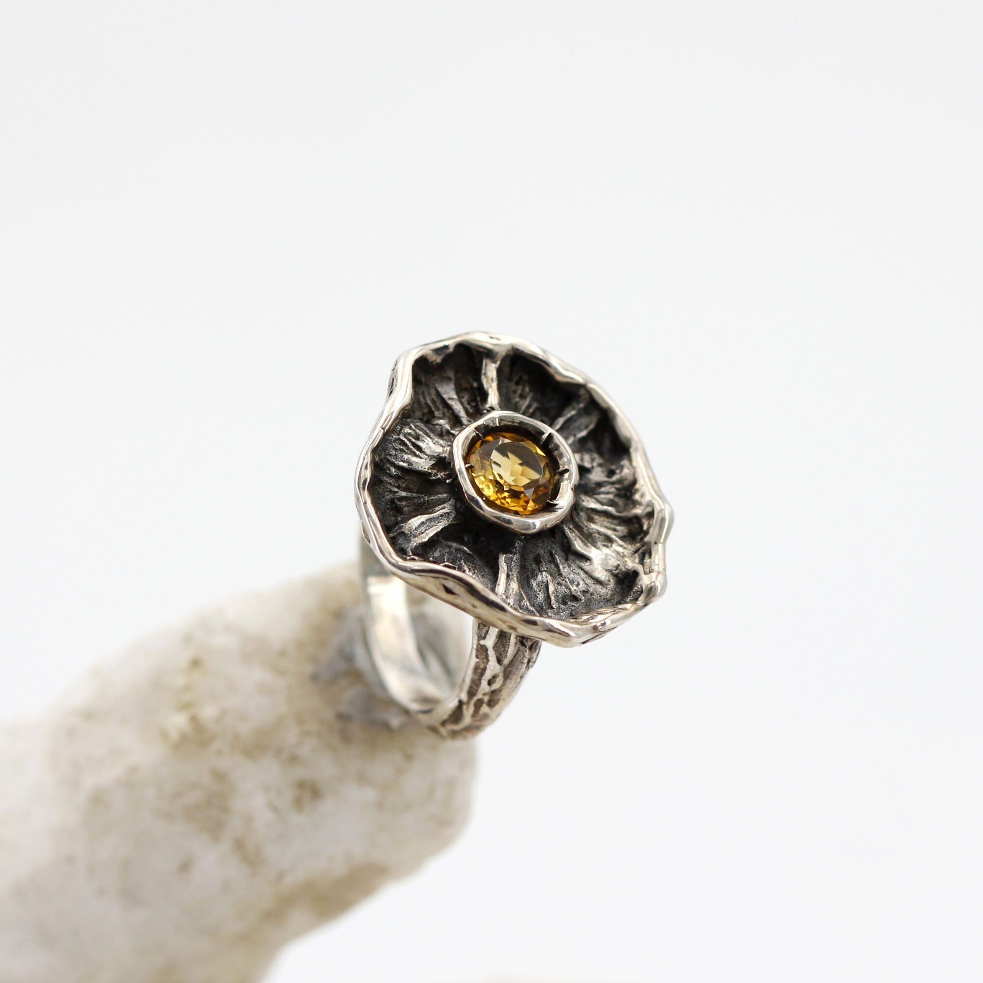 Anna Gioielli Winter Flower Anello Argento 925 Quarzo Citrino