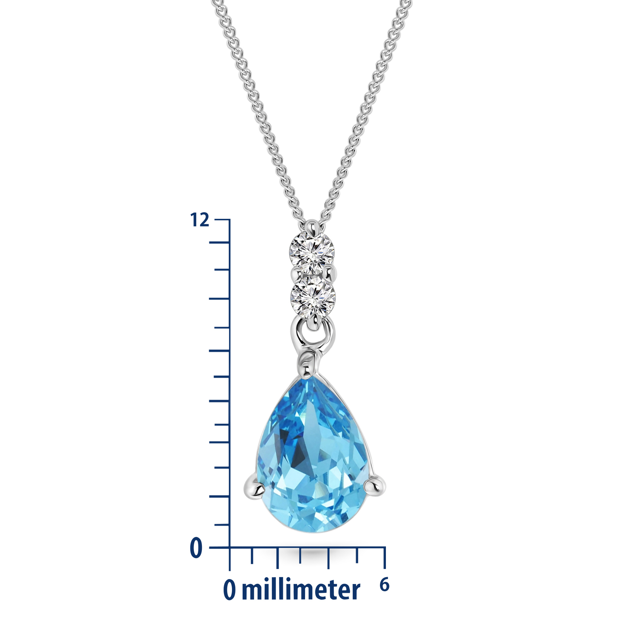 Miore Collana Oro Bianco 9Kt Topazio Blu
