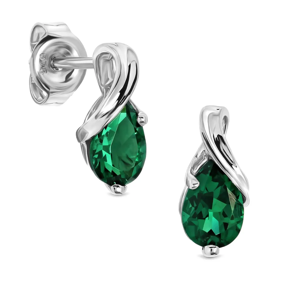 Miore Earrings 9KT Orecchini Oro Bianco Smeraldo Creato