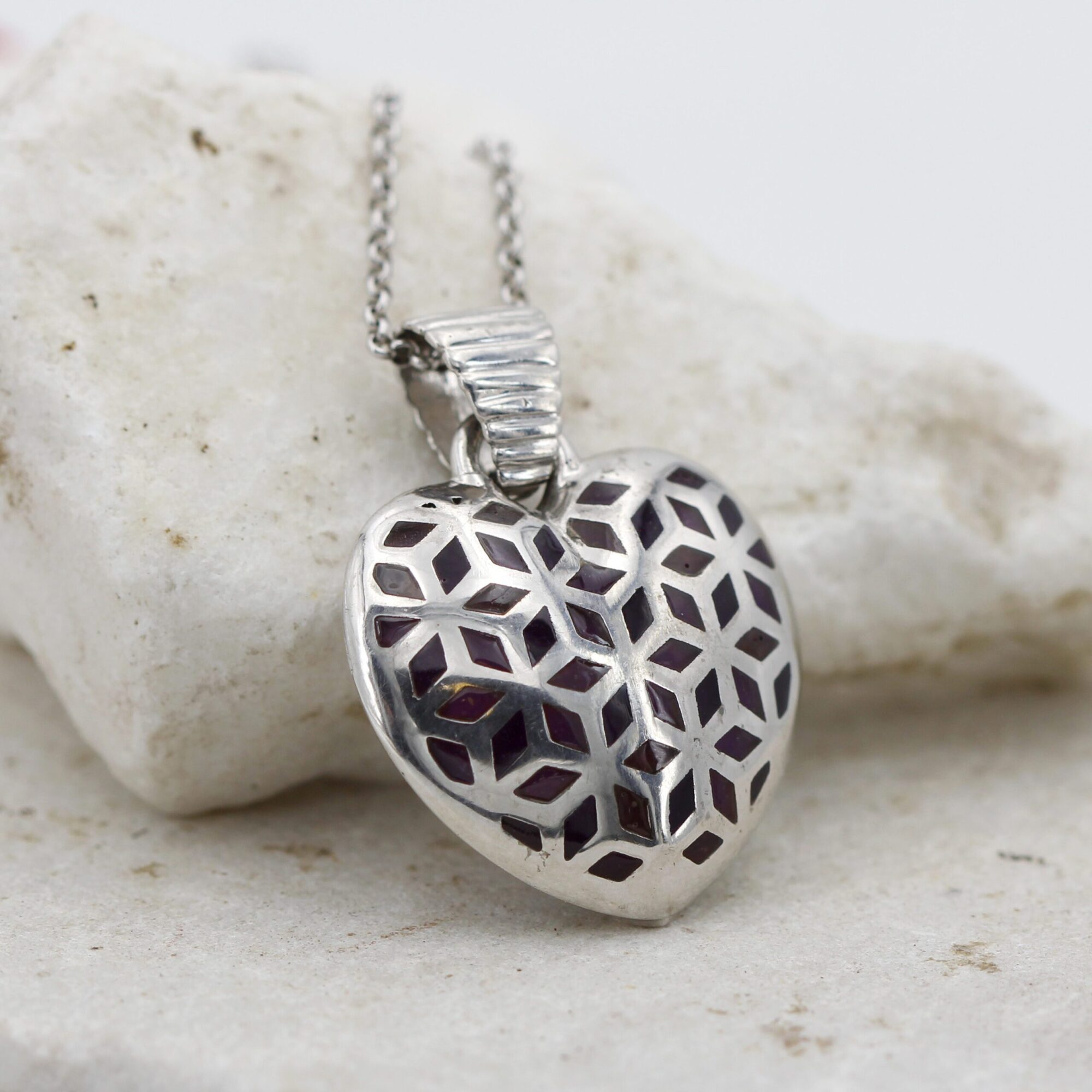 Anna Gioielli Pendenti Ciondolo Cuore Argento Smalto Bordeaux