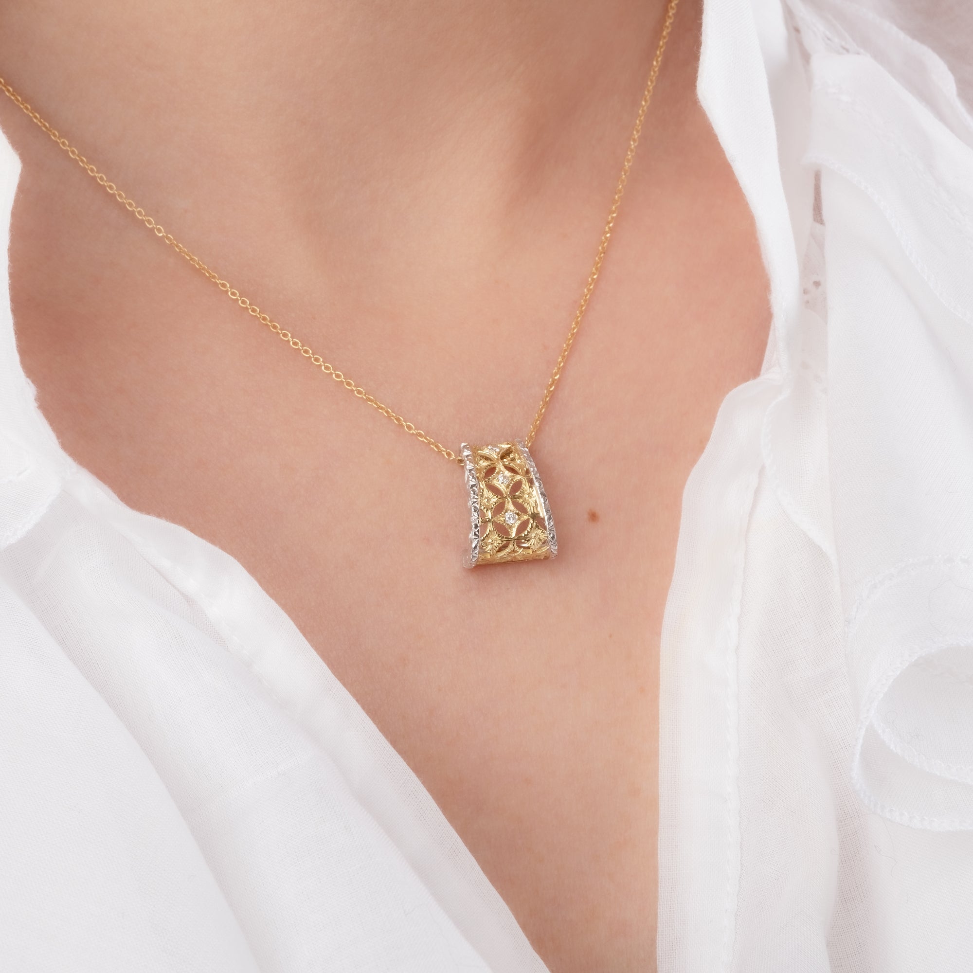 Noi Gioielli Firenze 1873 Ornato pendente oro collana diamanti