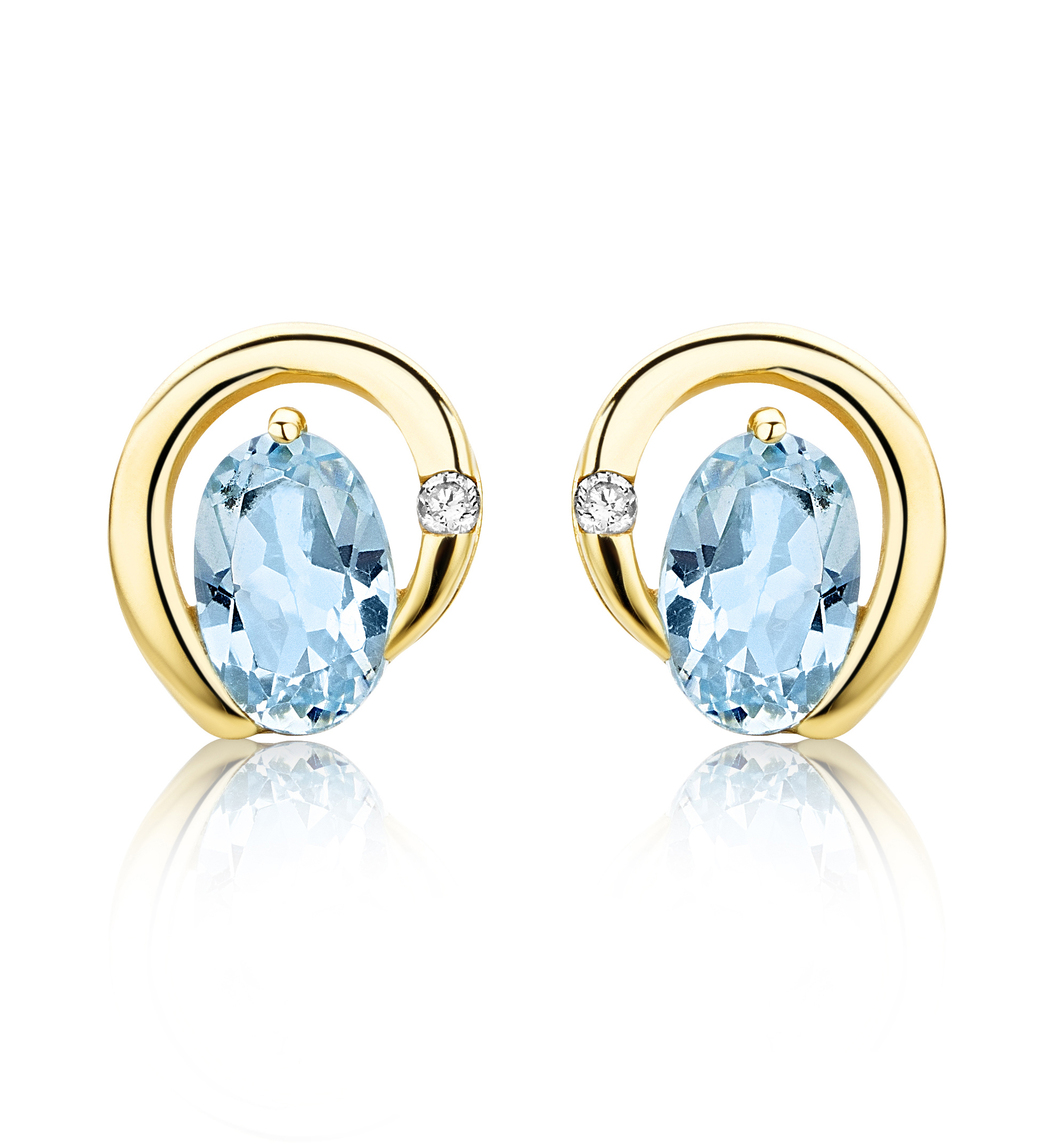 Miore Earrings Orecchini Oro Giallo 9Kt Topazio Blu