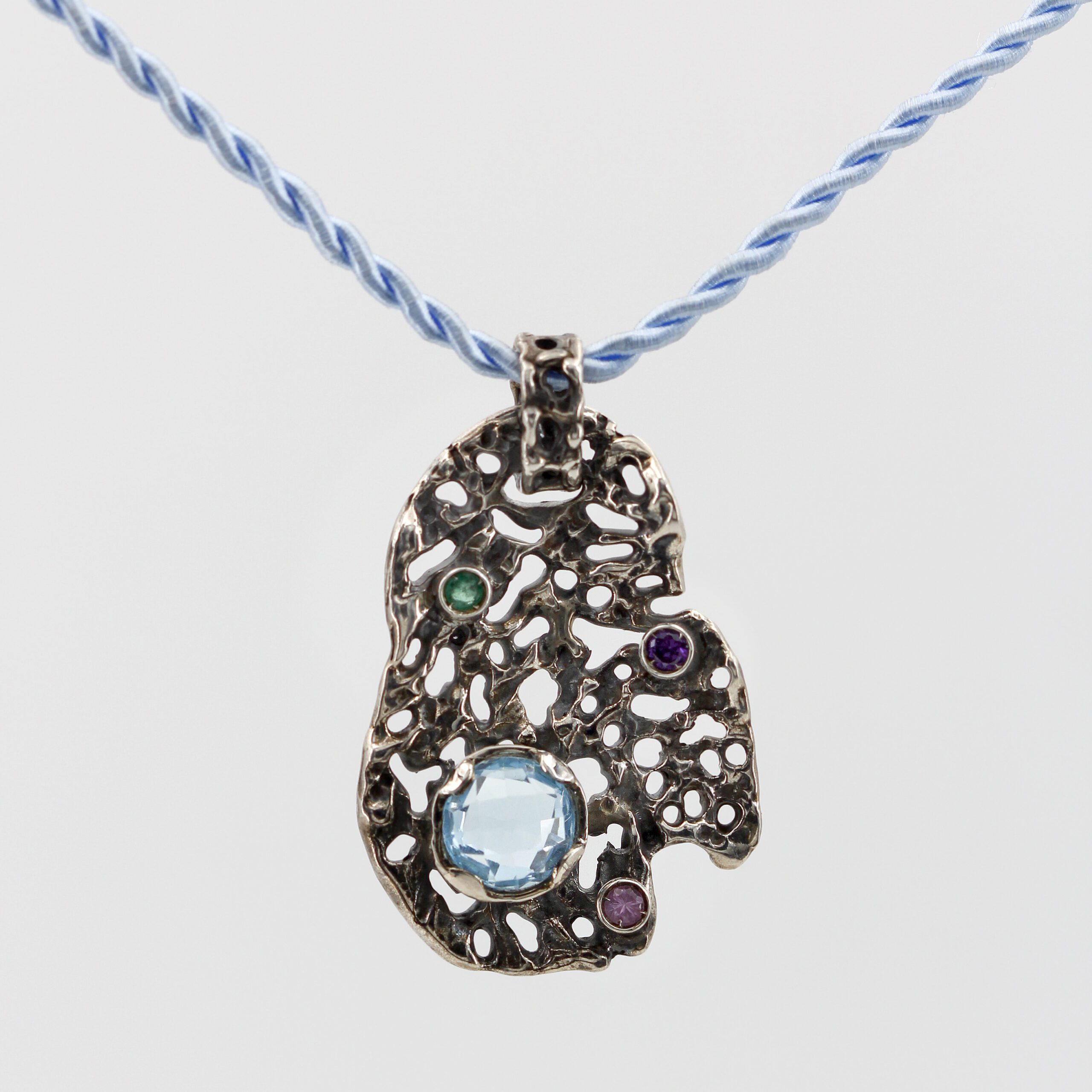 Anna Gioielli Collezione Marte ciondolo argento topazio blu