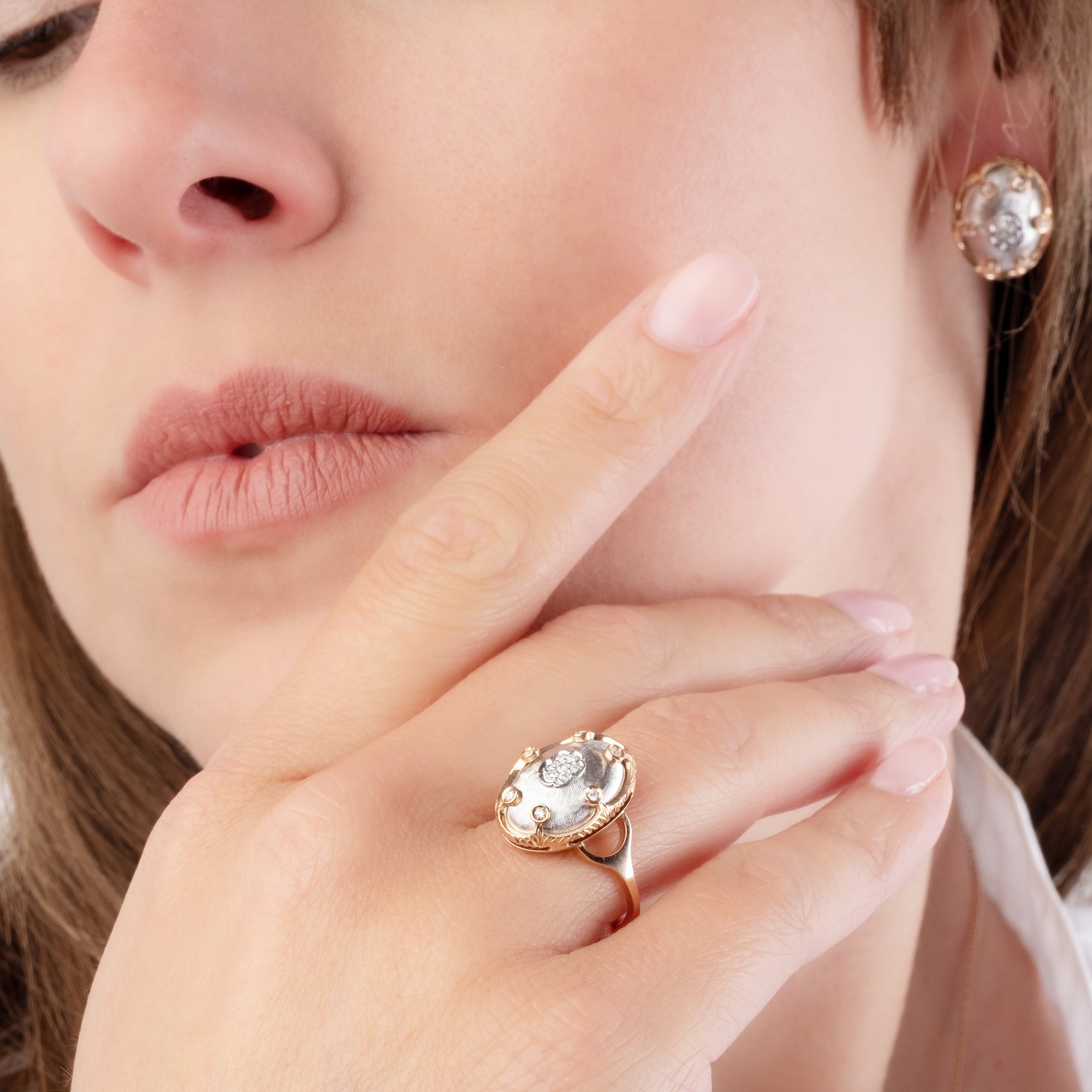 Noi Gioielli Firenze 1873 Ornato anello corona oro rosa diamanti