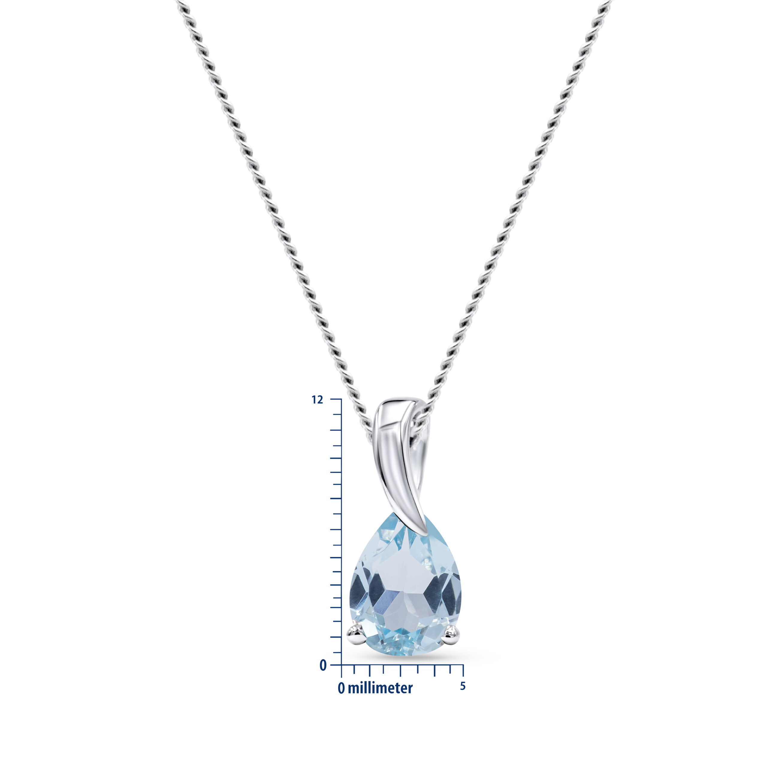 Miore Collana Oro Bianco 9Kt Topazio Blu