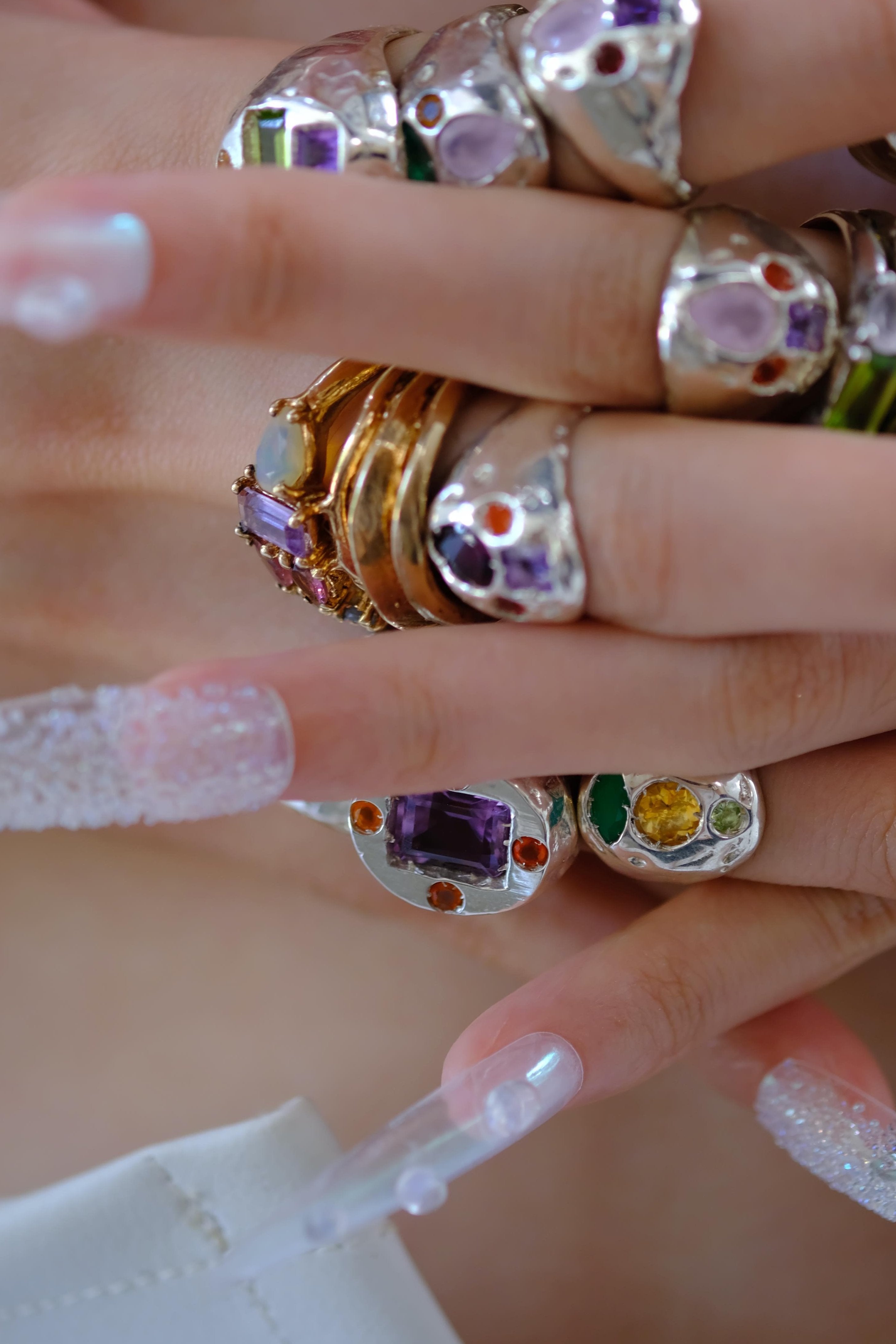 Voodoo Jewels Bold Shapes Flores anello chevalier ametista