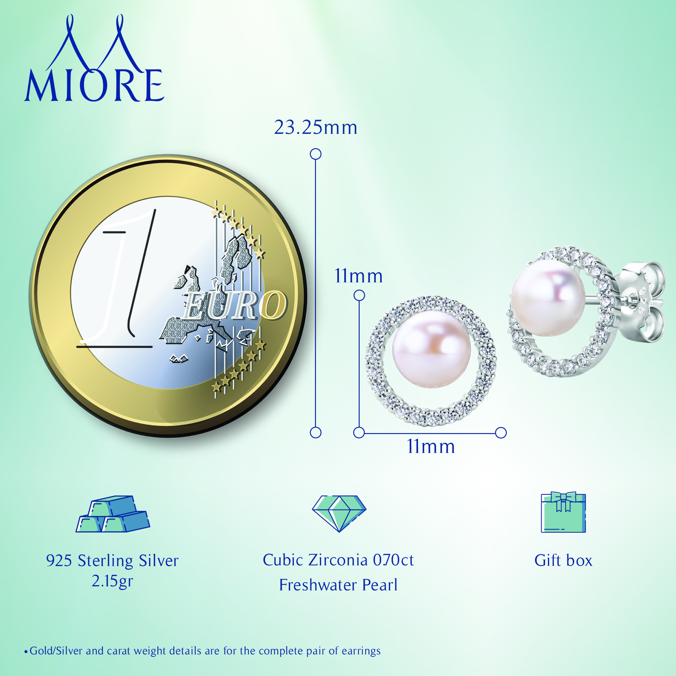 Miore Orecchini argento 925 perla e zirconia
