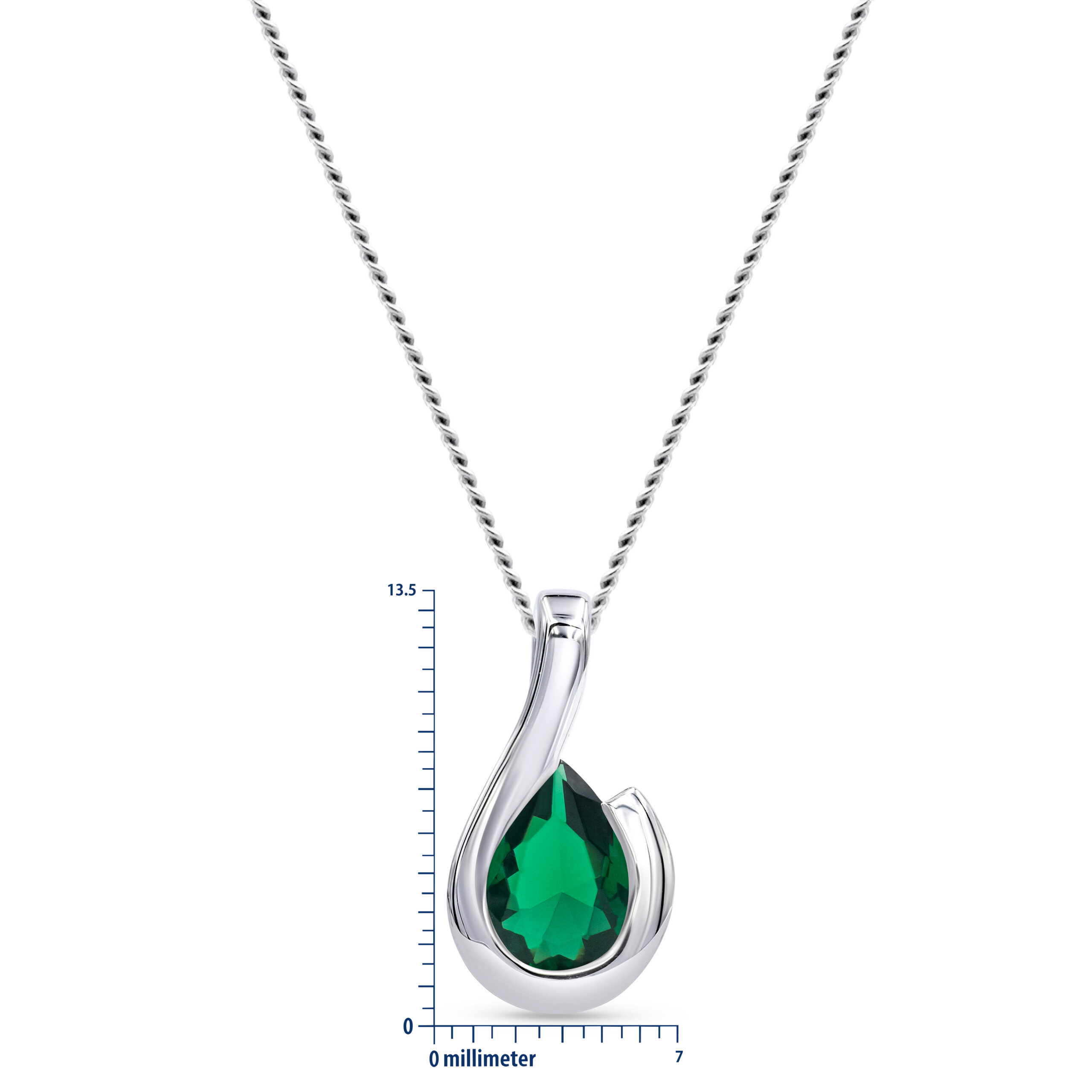 Miore Necklace Collana Oro Bianco 9Kt 375 con Smeraldo