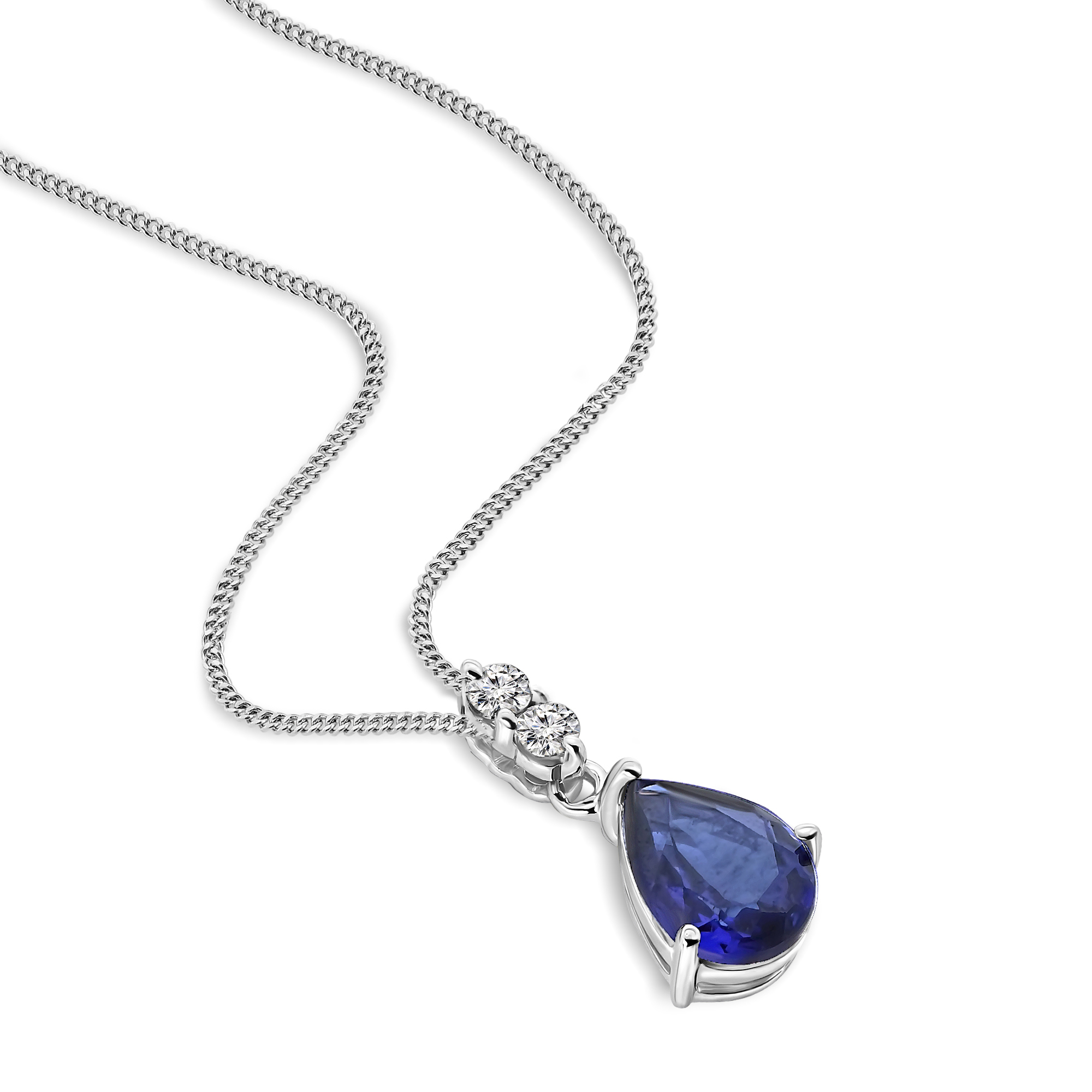 Miore Necklace Collana Oro Bianco 9Kt 375 con Zaffiro