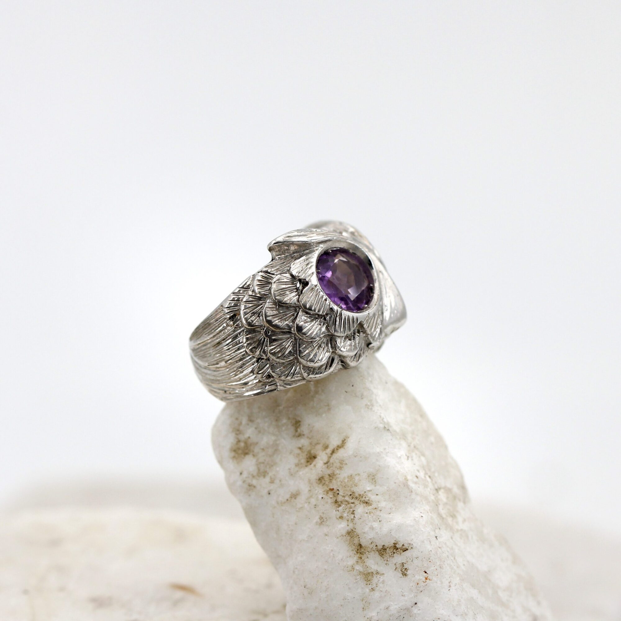 Anna Gioielli Anelli Owl Ring Argento Gufo Ametista