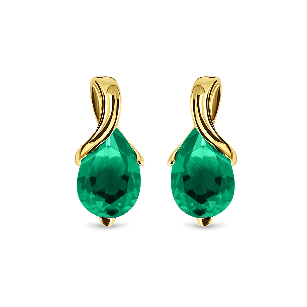 Miore Earrings Orecchini Oro Giallo 14KT Smeraldo Creato