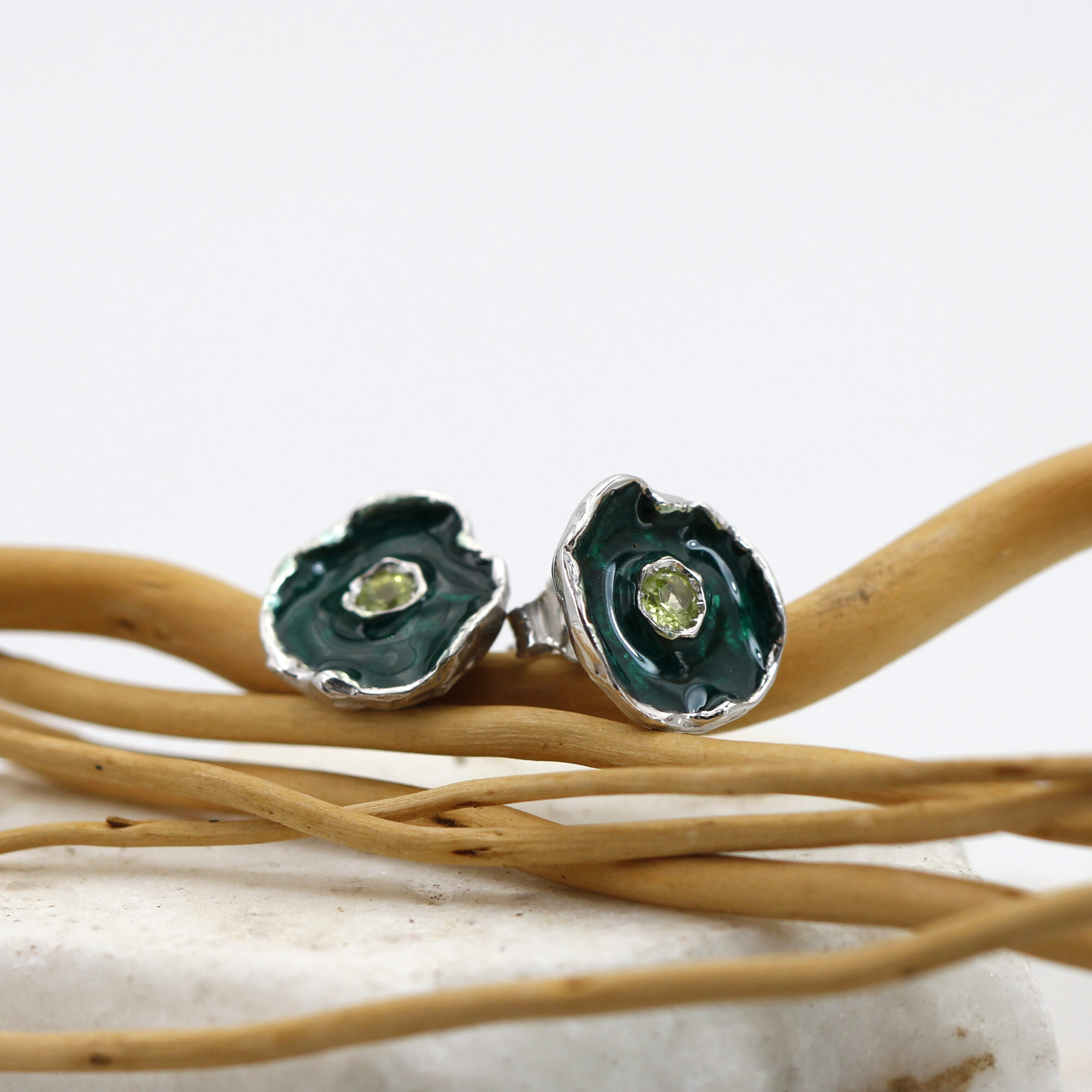 Anna Gioielli Winter Flower orecchini argento peridoto verde