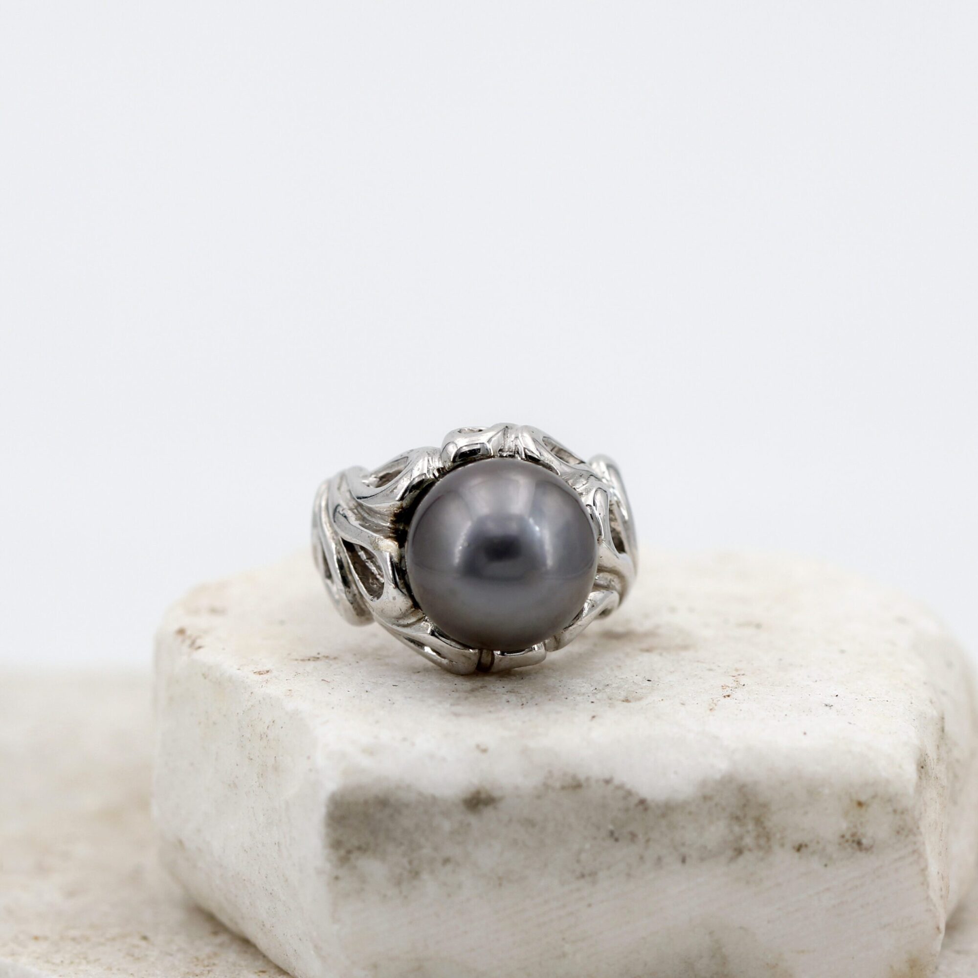 Anna Gioielli Anelli Anello Argento Perla Grigia Tahiti 12,8 mm